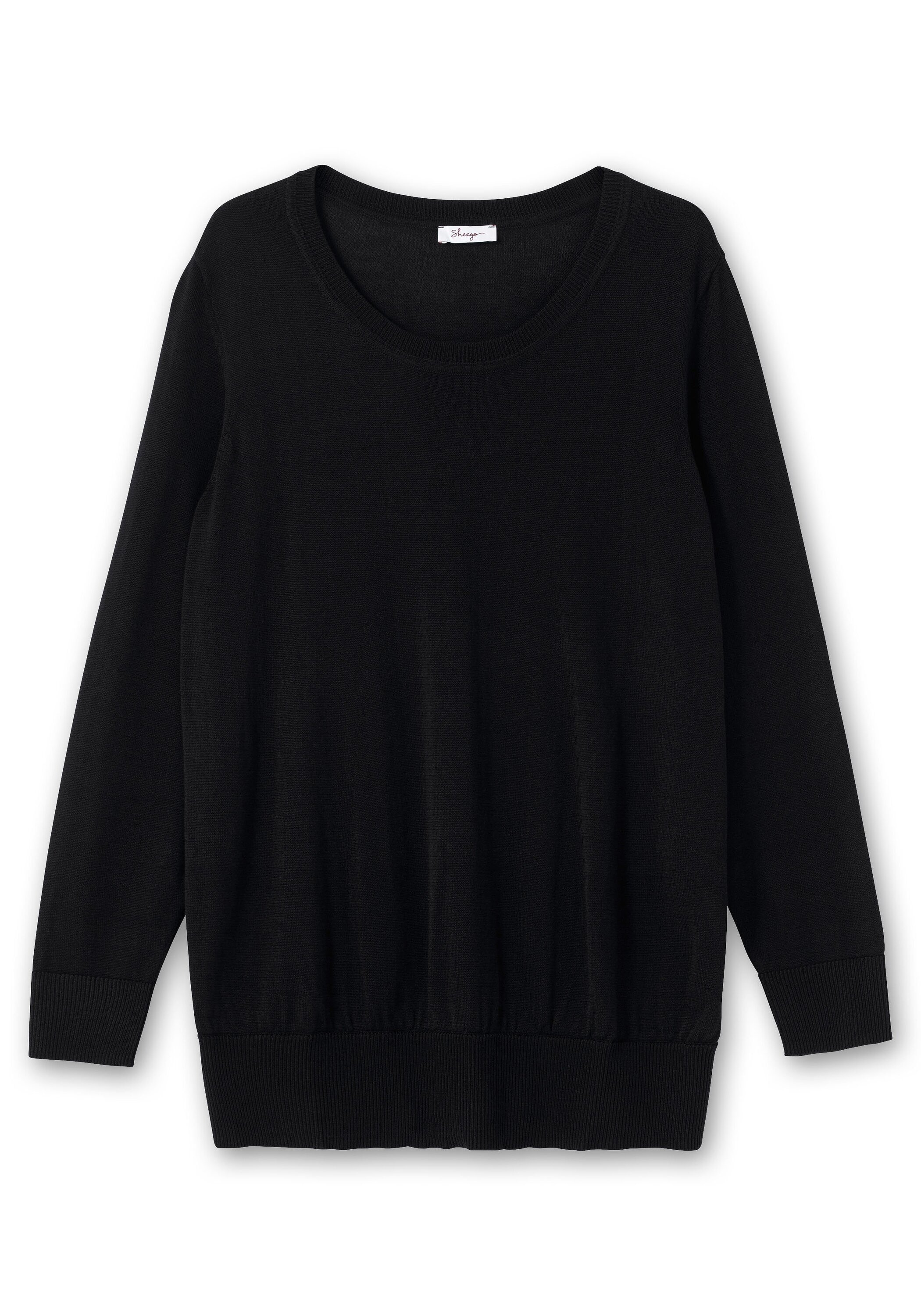 Sheego Rundhalspullover »Pullover aus leichtem Strick, mit Rippbund«, aus leichtem Strick, mit Rippbund