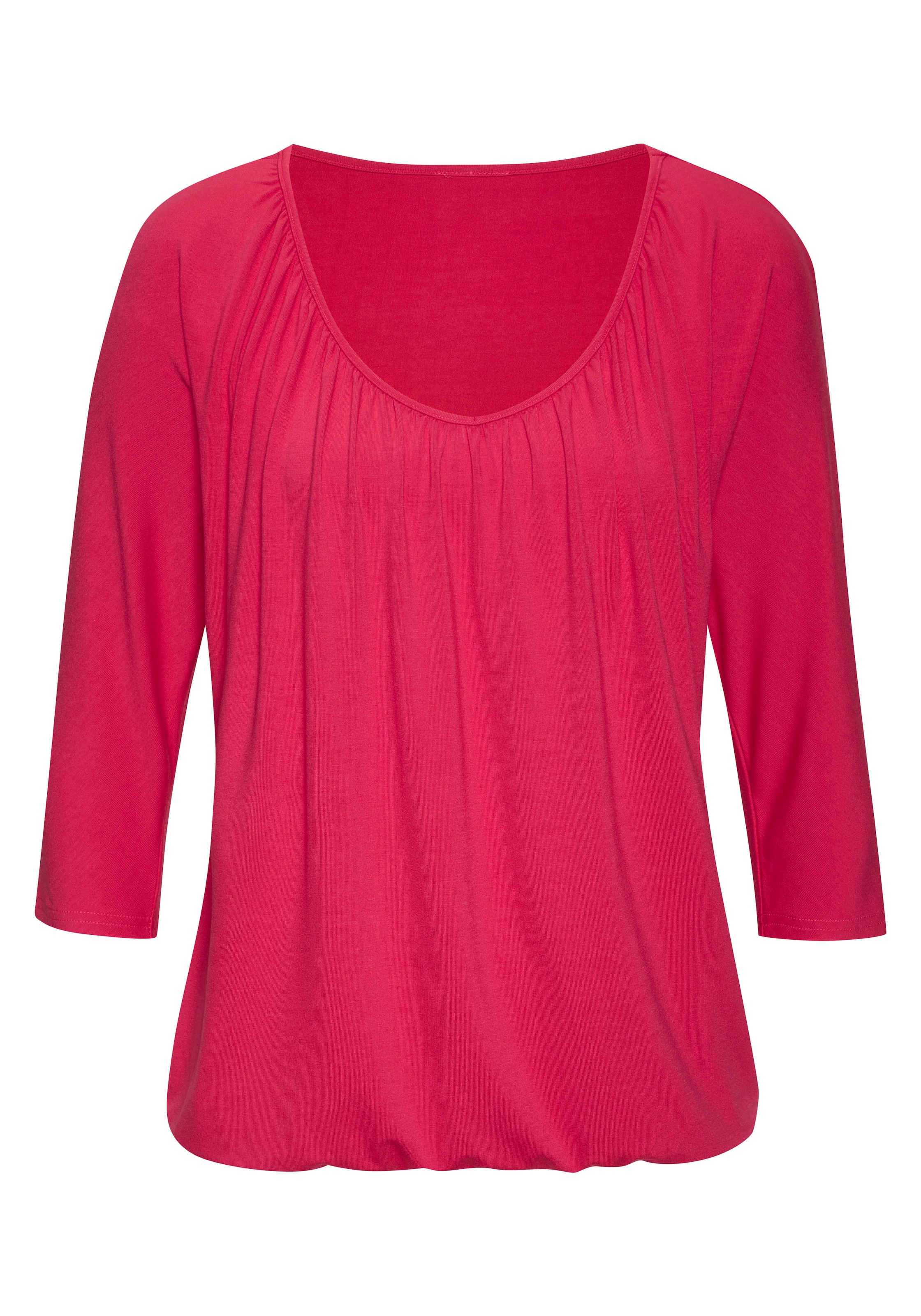 LASCANA 3/4-Arm-Shirt »mit zarter Raffung am Ausschnitt« 2er-Pack,  aus luftigem Viskose-Stretch