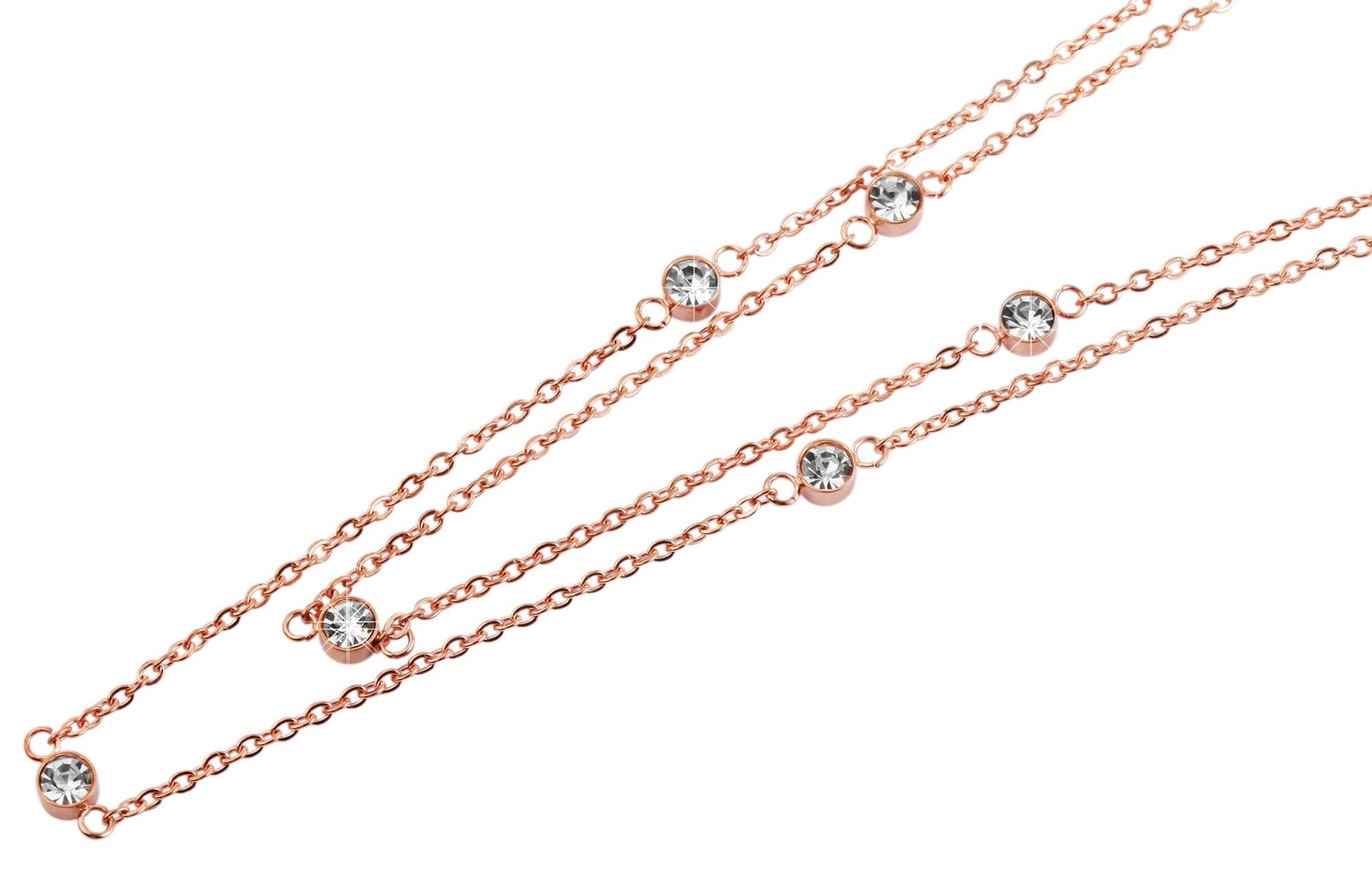 Adelia´s Gliederkette »Damen Halskette aus Edelstahl mit Strass Steinchen 43+5«