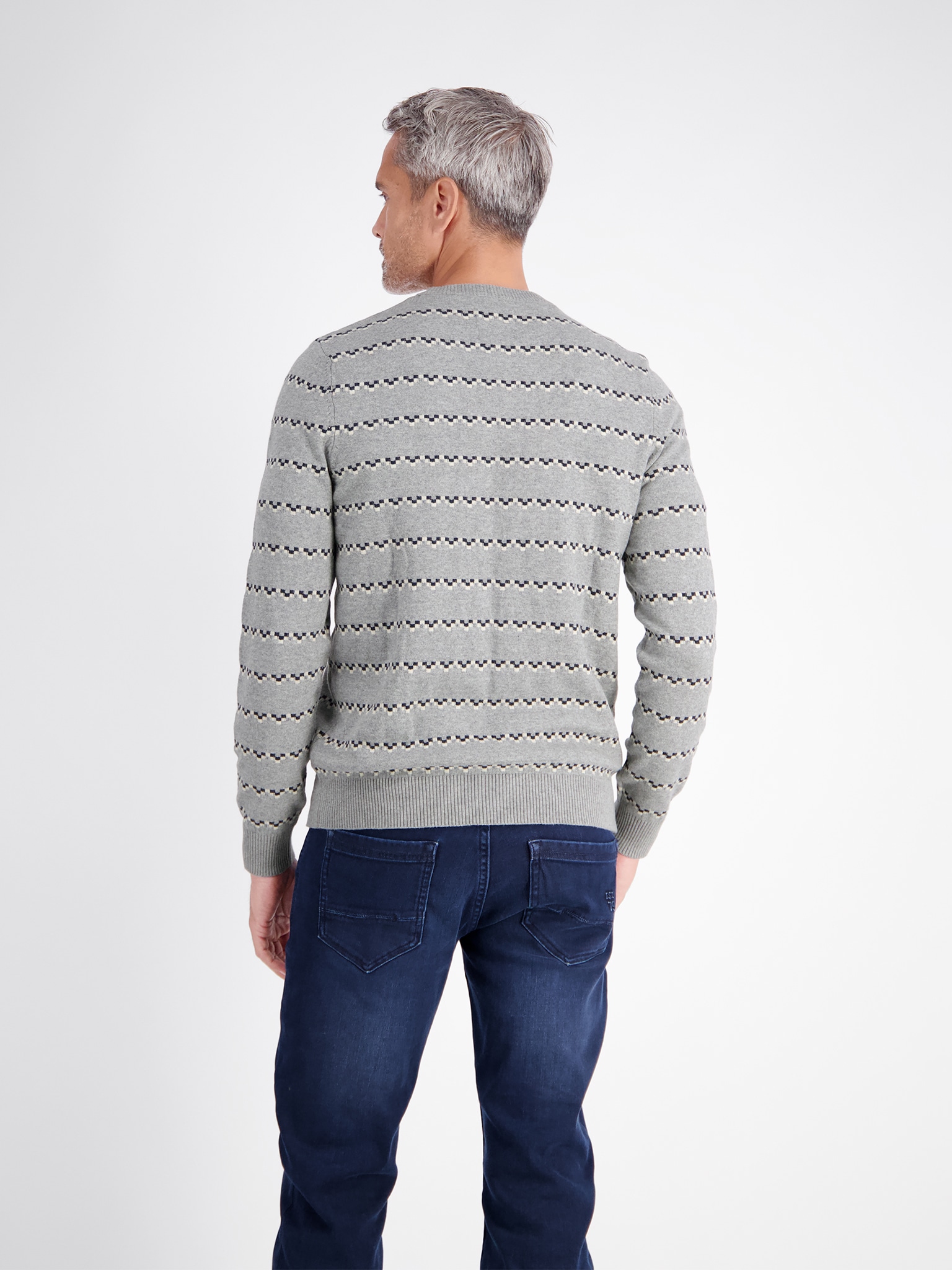 LERROS Strickpullover Langarmpullover mit Jacquard-Streifen