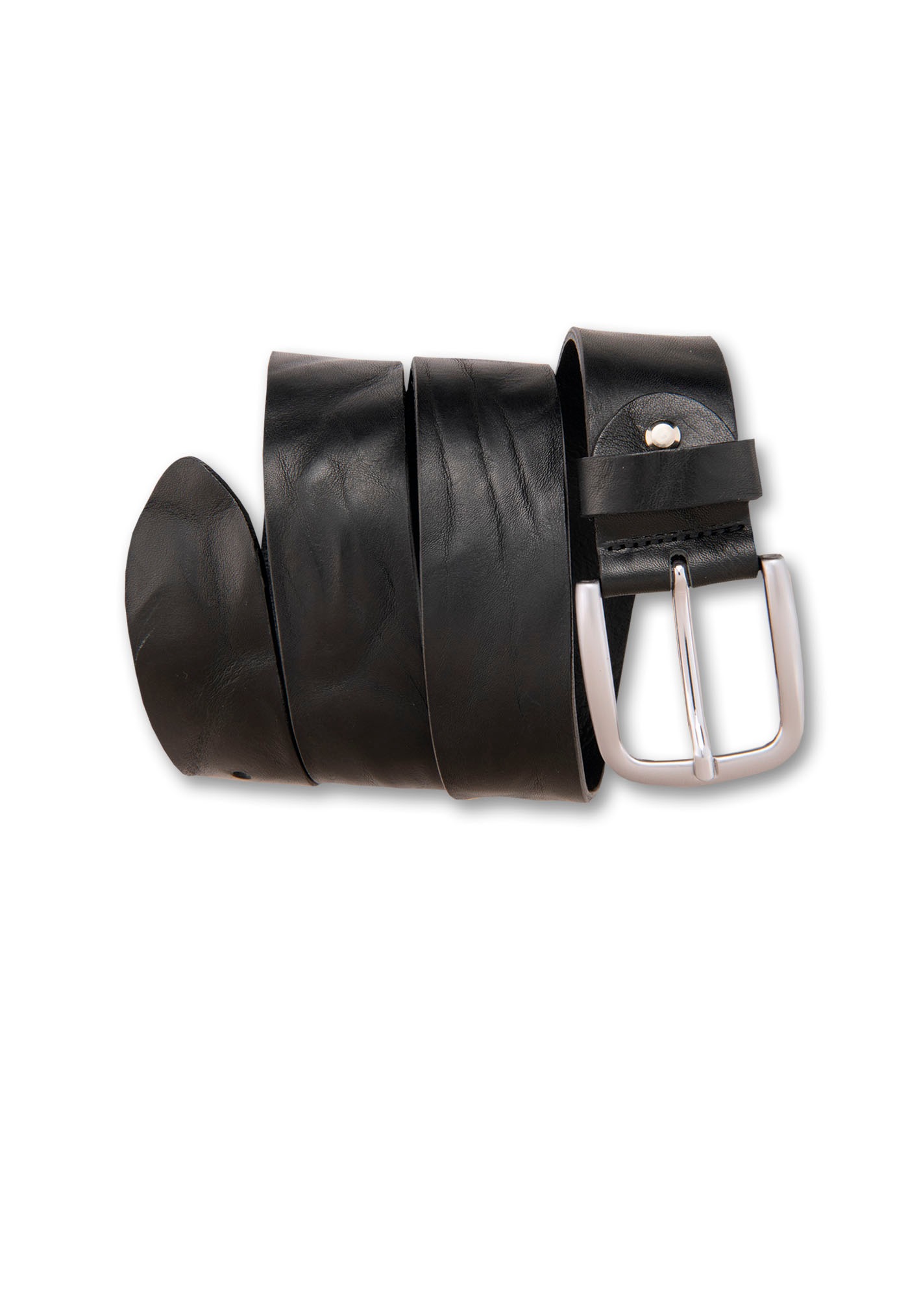 Bernd Götz Herren Ledergürtel mit silberfarbener Schließe in schwarz, Größe 90