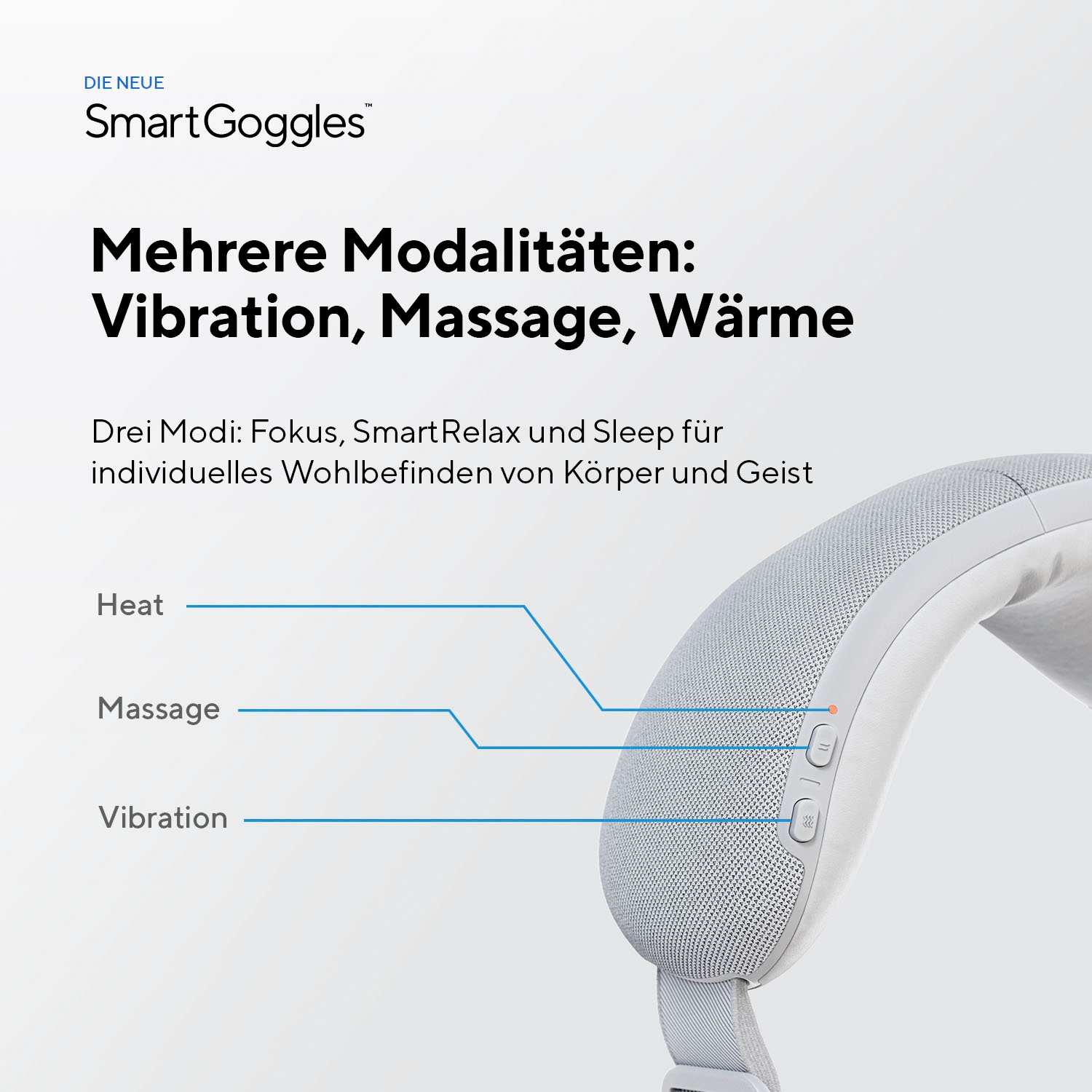 Therabody Massagegerät »SmartGoggles Augenmassage, Vibration, Wärme, App-Steuerung«, verbessert die Schlafqualität, lindert Kopfschmerzen & Migräne