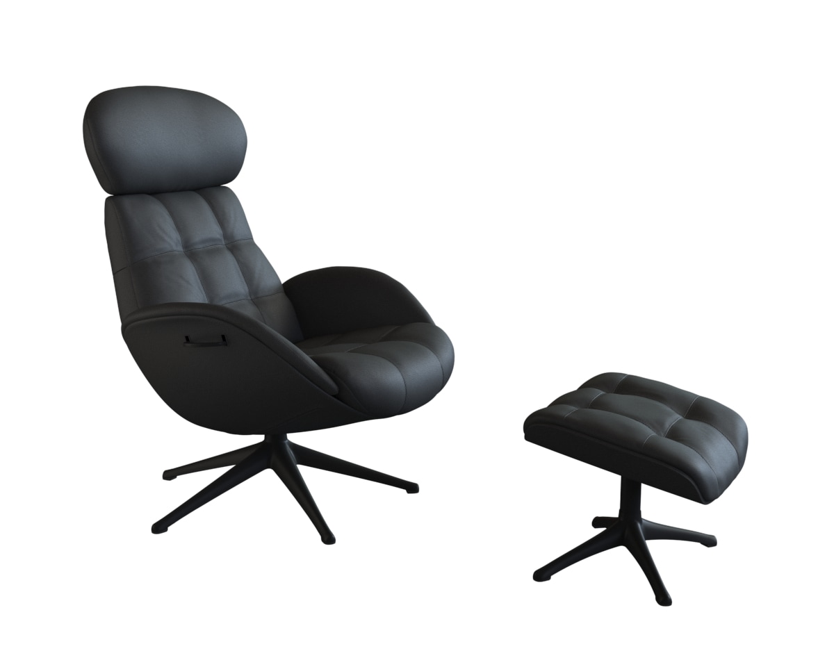 FLEXLUX Relaxsessel »Chester, Funktionssessel, Hoher Komfort, Scandi, Drehbar«, Premium Komfort, Rücken- und Kopfteilverstellung, Drehbar, Fuß Schwarz