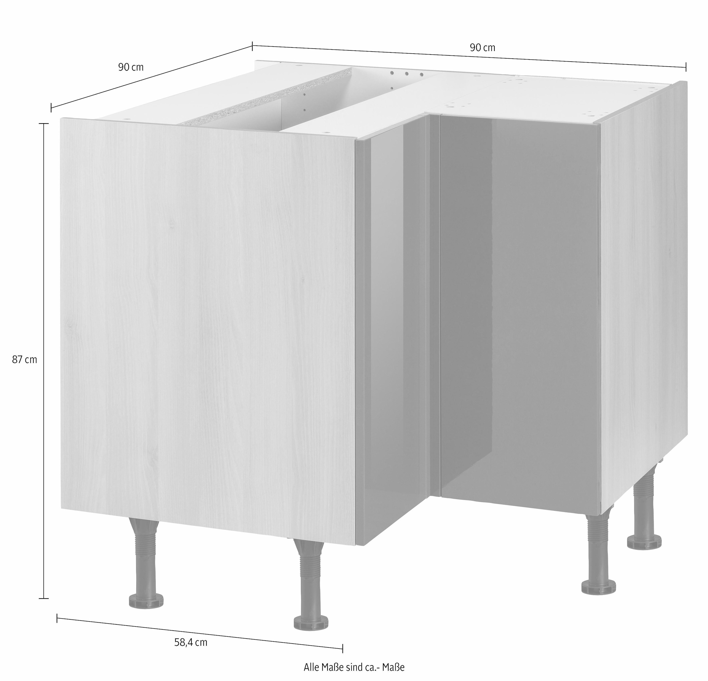 OPTIFIT Eckunterschrank »Bern«, Breite 90x90 cm, mit Tür, höhenverstellbare  Füße, mit Metallgriff kaufen bei OTTO