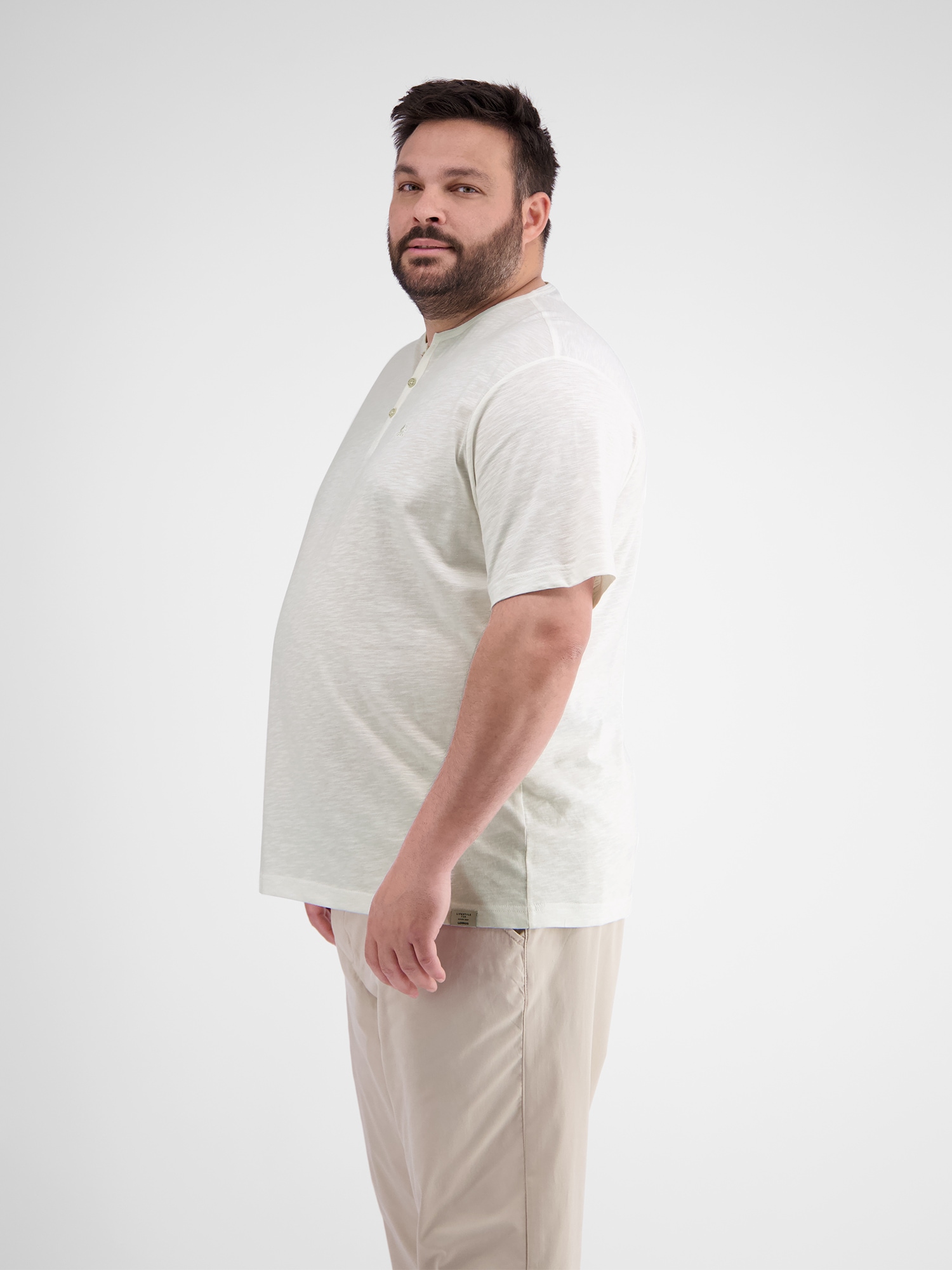 LERROS Henleyshirt »LERROS Unifarbenes Serafino-Shirt in Großen Größen«