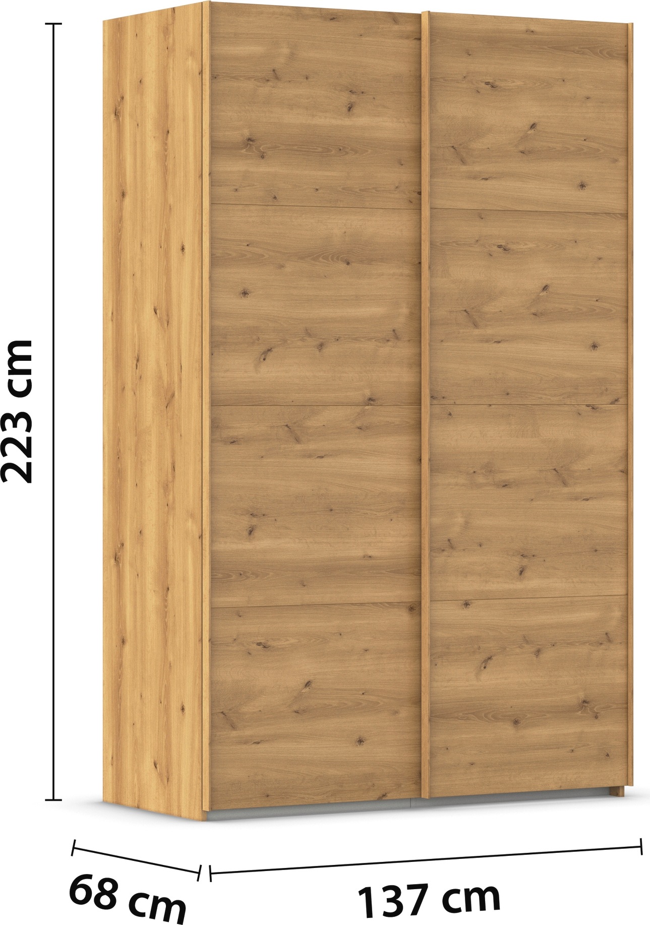 rauch Schwebetürenschrank »Kleiderschrank Schrank Garderobe Schlafzimmerschrank EVELYN«, in elegantem Stil, in 5 Breiten, Griffe in Korpusfarbe MADE IN GERMANY