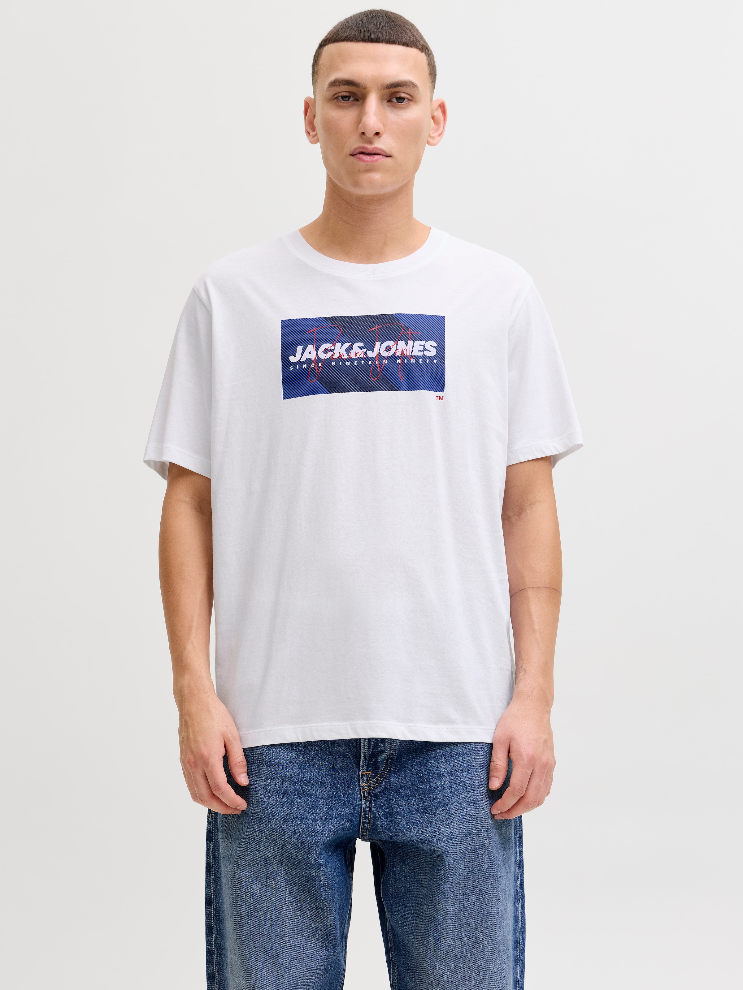 Jack & Jones Rundhalsshirt »JJCOLE PRINT TEE SS CREW NECK«