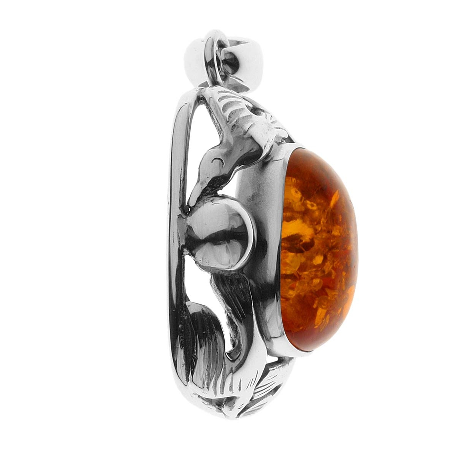 OSTSEE-SCHMUCK Kettenanhänger »- Fischland 34x20 mm - Silber 925/000 - Bernstein«
