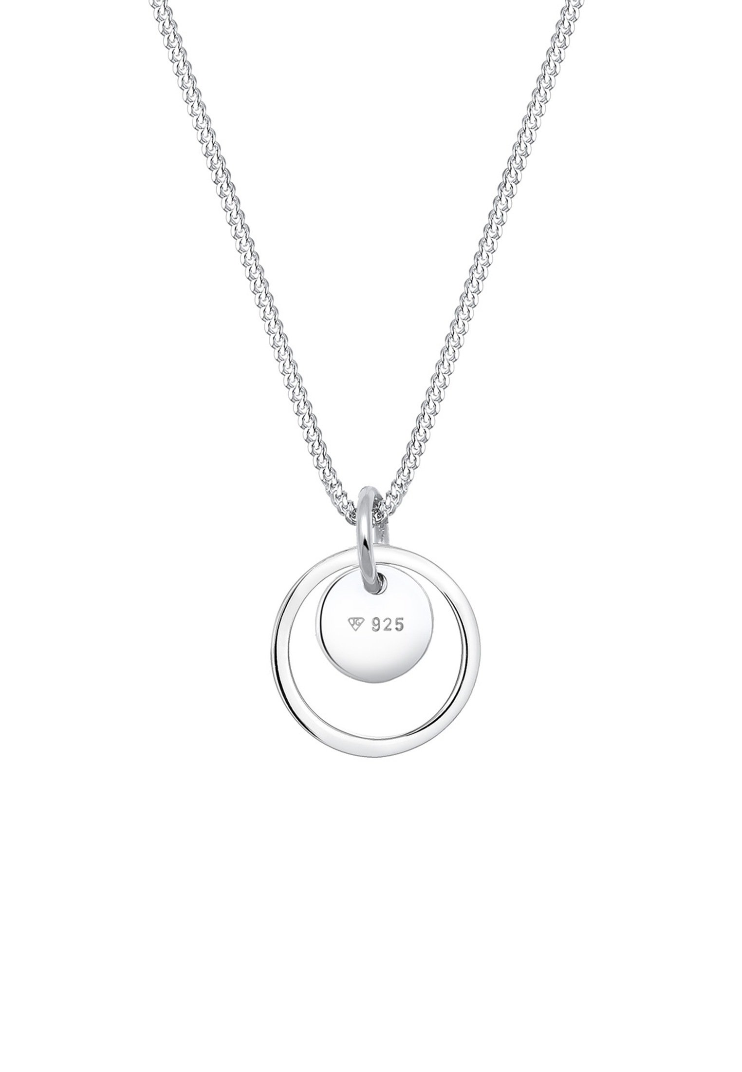 Elli Kette mit Anhänger »Halskette Anhänger Rund mit Kreisen 925 Silber«