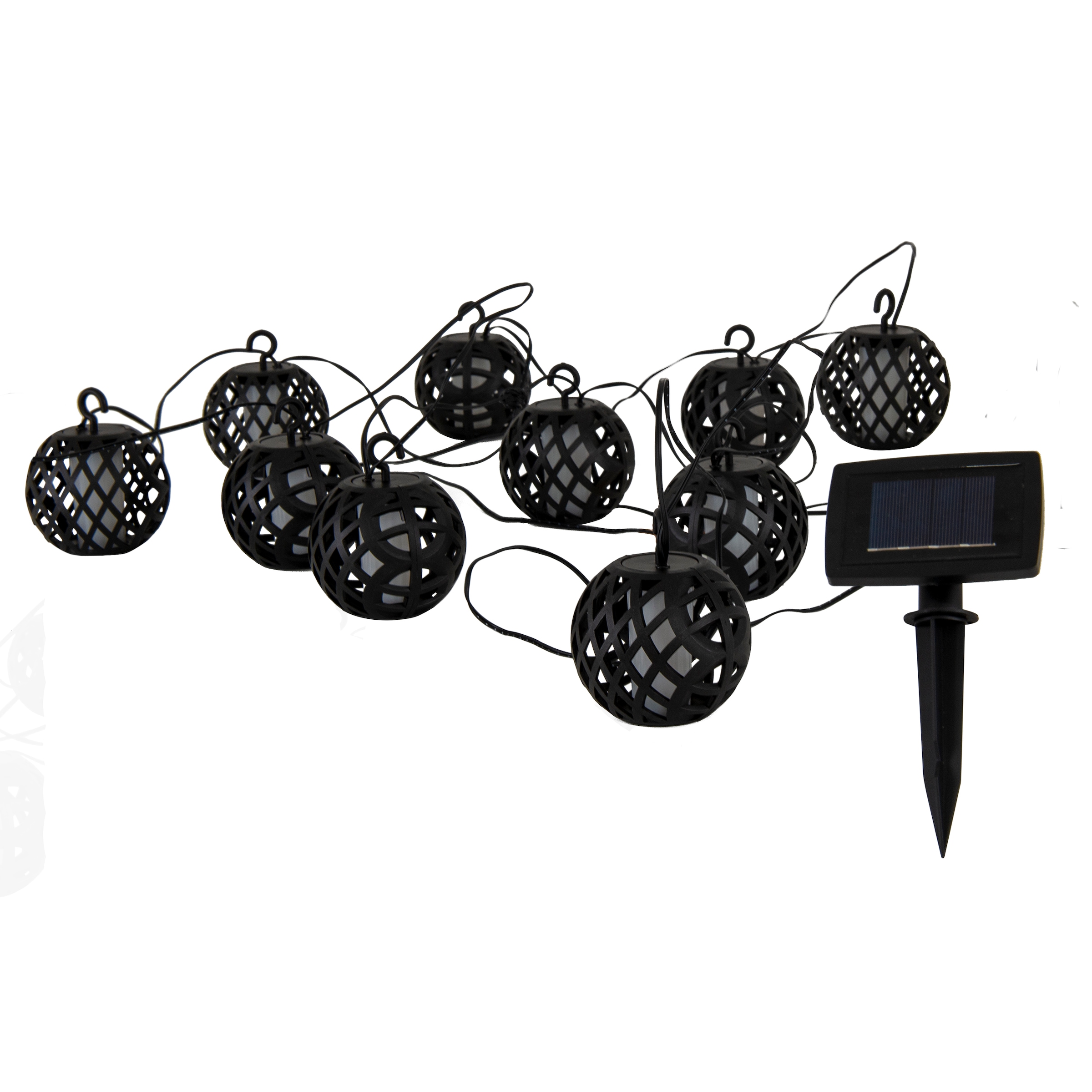 näve LED Solarleuchte »Fogo« LED-Modul 1 Stk. Warmweiß Lichterkette,10 Kugeln, Flammeneffekt, Dämmerungssensor, LED warmweiß
