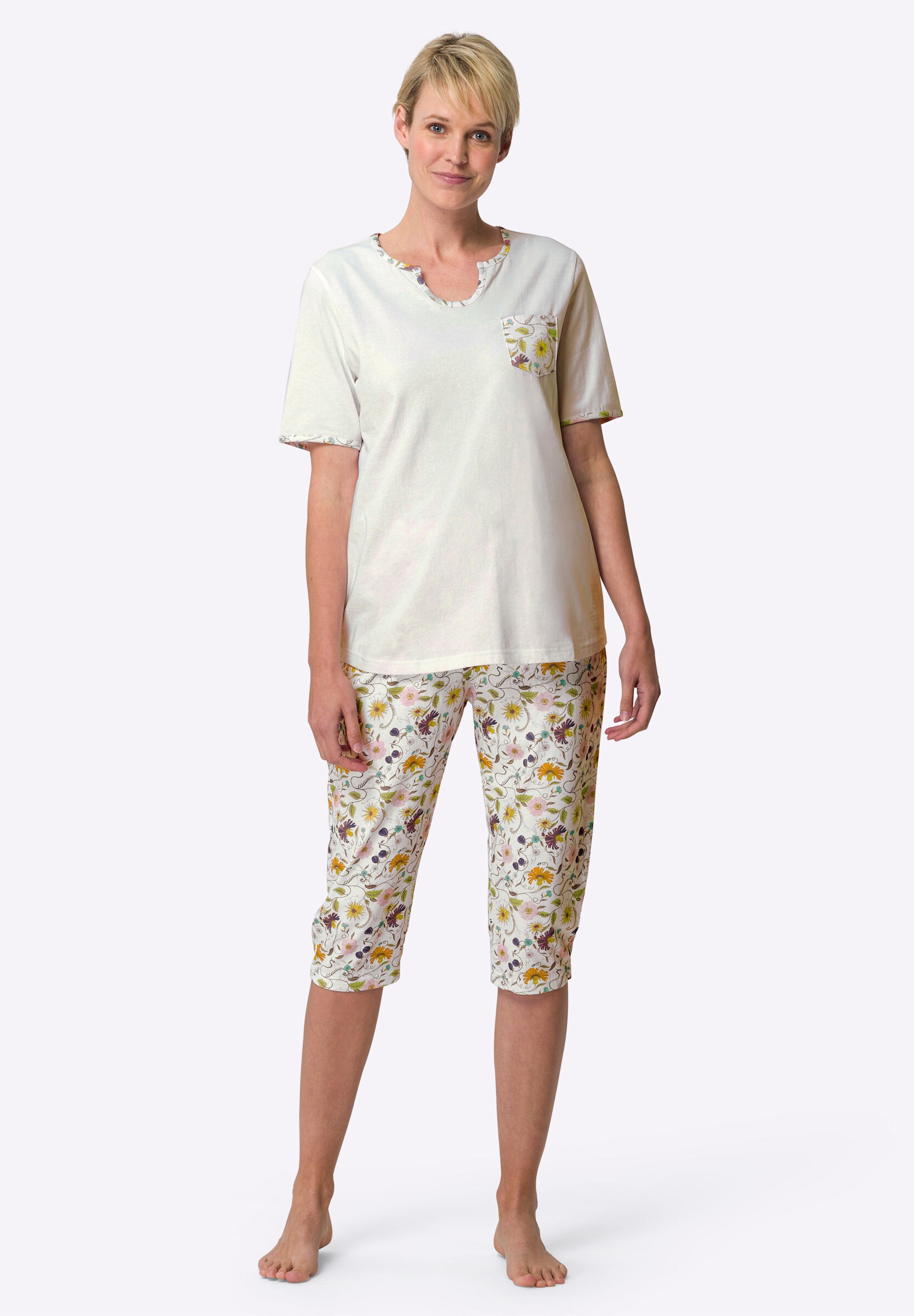 Sieh an! Capri-Pyjama »Capri-Schlafanzug Capri-Schlafanzug aus Single-Jersey« 1 Stk.