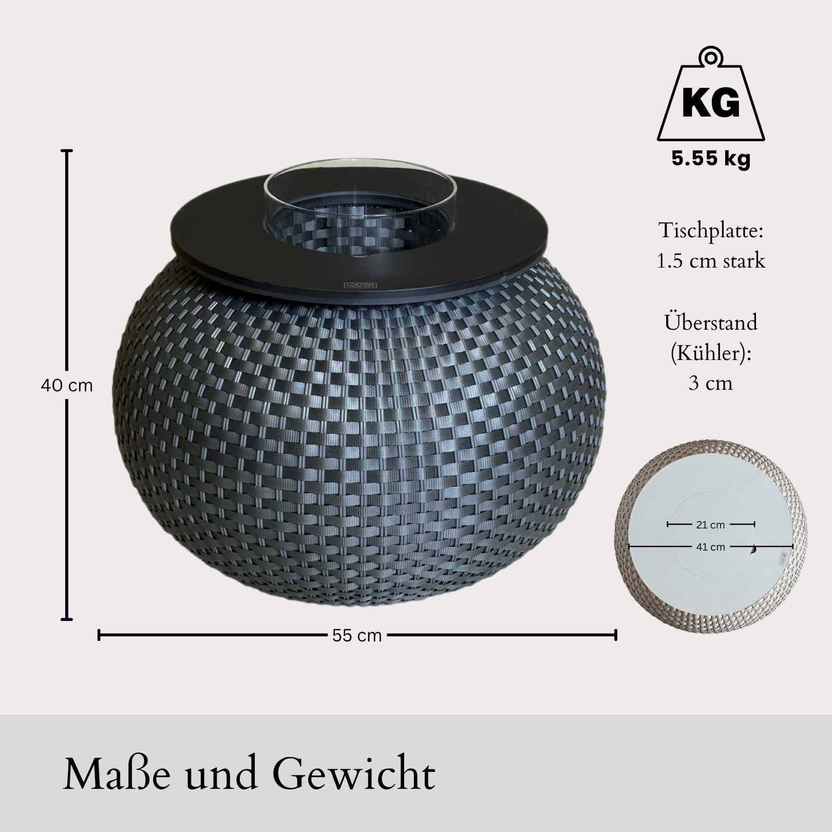 COOTAB Cooler Table Beistelltisch »Beistelltisch mit Acryl-Kühler Milano 40 cm« 1 Stk. tlg.