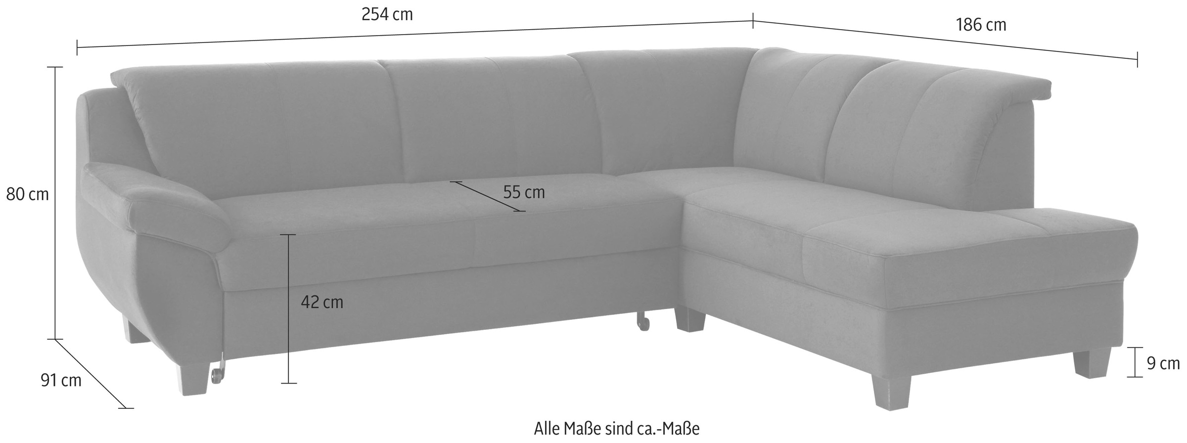 Home affaire Ecksofa »Yesterday zeitlos und elegant, bequeme Armlehnen, L-Form«, wahlweise mit Bettfunktion, auch in Cord