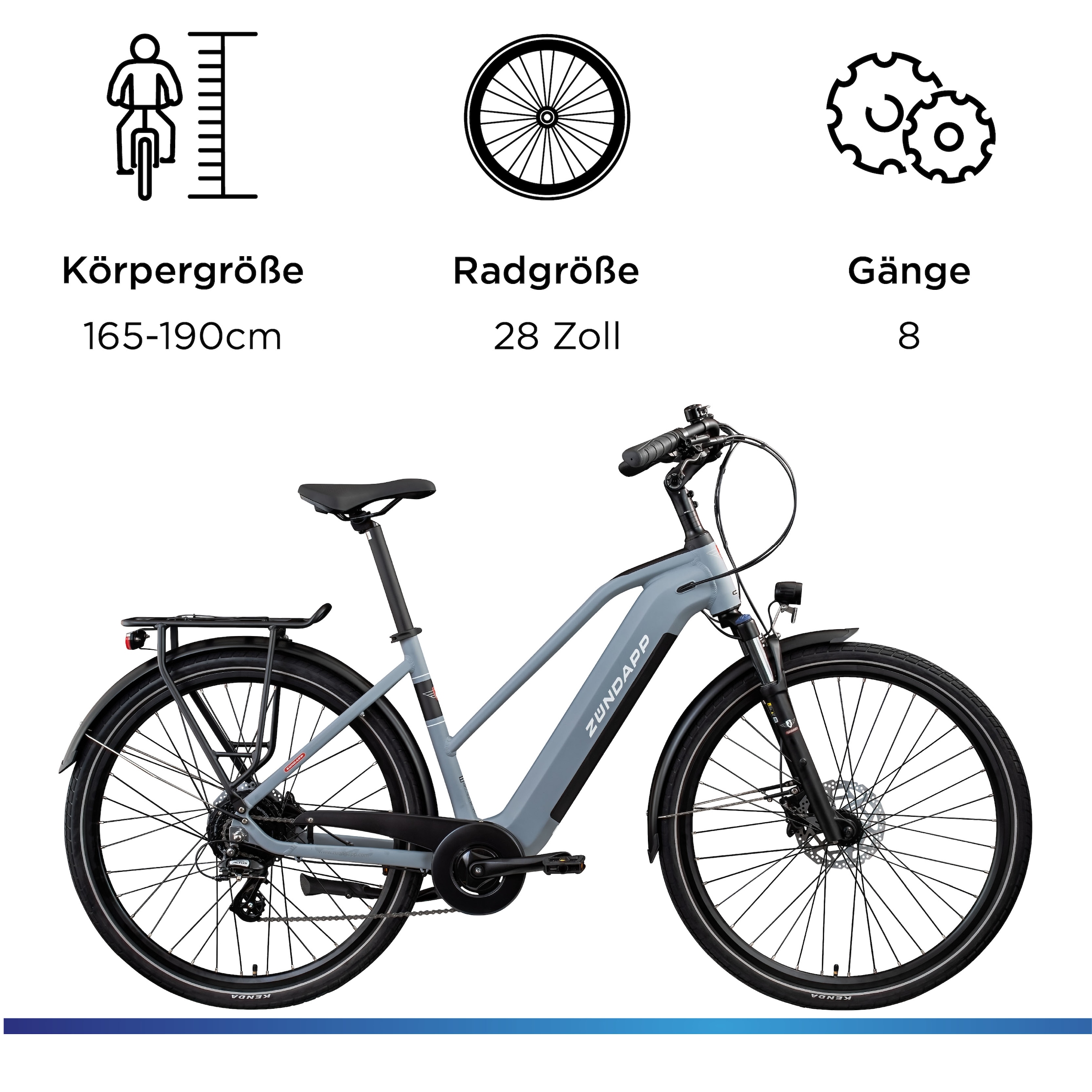 Zündapp »Z810« 24 Gang Shimano Altus RD-M310 Schaltwerk Kettenschaltung Heckmotor 250 W Pedelec, Elektrofahrrad für Damen