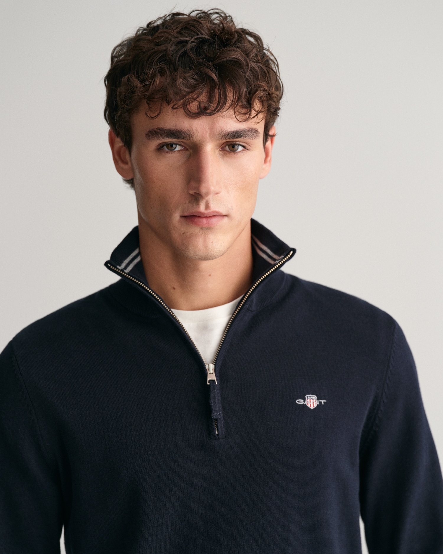 Gant Troyer »CLASSIC COTTON HALF ZIP«, mit gerippten Details