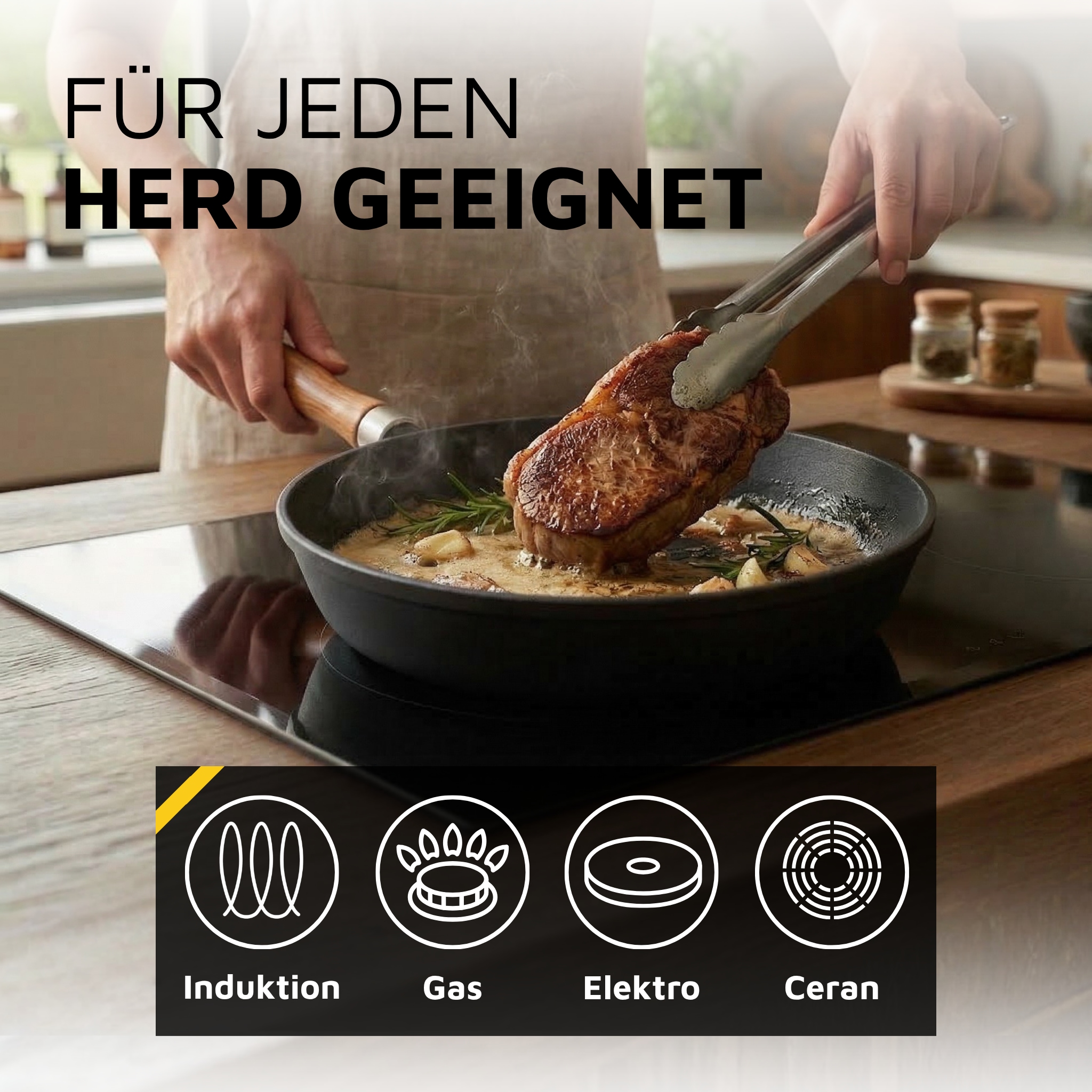 Krüger Bratpfanne »Einsenguss Pfanne RUSTICA« Gusseisen 1 Stk. tlg. für Induktions-Kochfelder geeignet