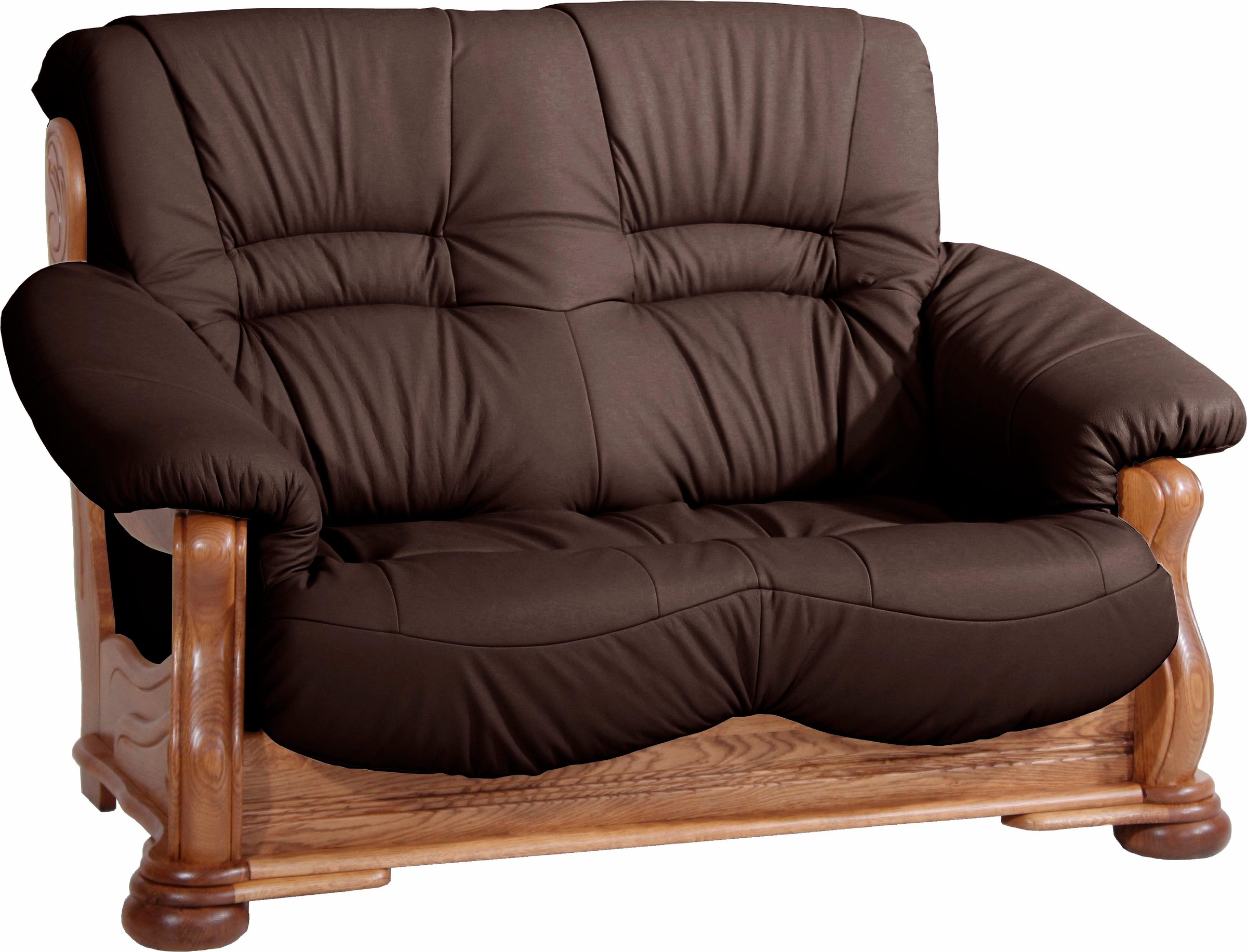 Max Winzer® Polstergarnitur »Texas Set besehend aus 2er- und 3er-Sofa, bequeme legere Polsterung«, mit dekorativem Eichenholzgestell, Retro Klassiker