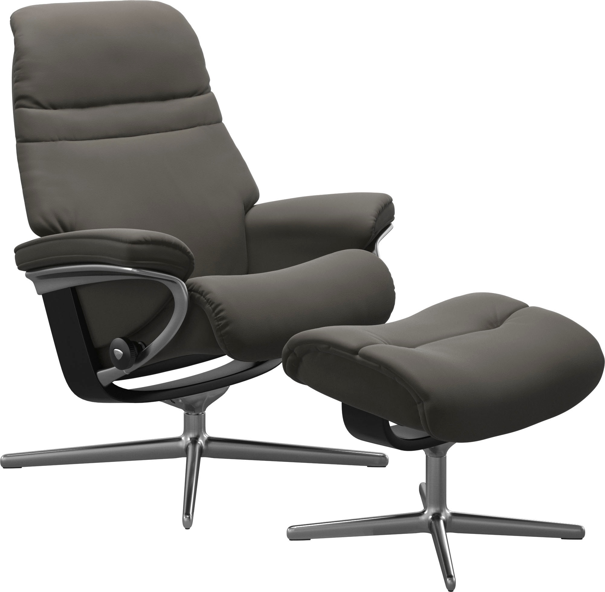 Stressless® Relaxsessel »Sunrise« Set, Relaxsessel mit Hocker,  mit Hocker, mit Cross Base, Größe S, M & L, Holzakzent Schwarz