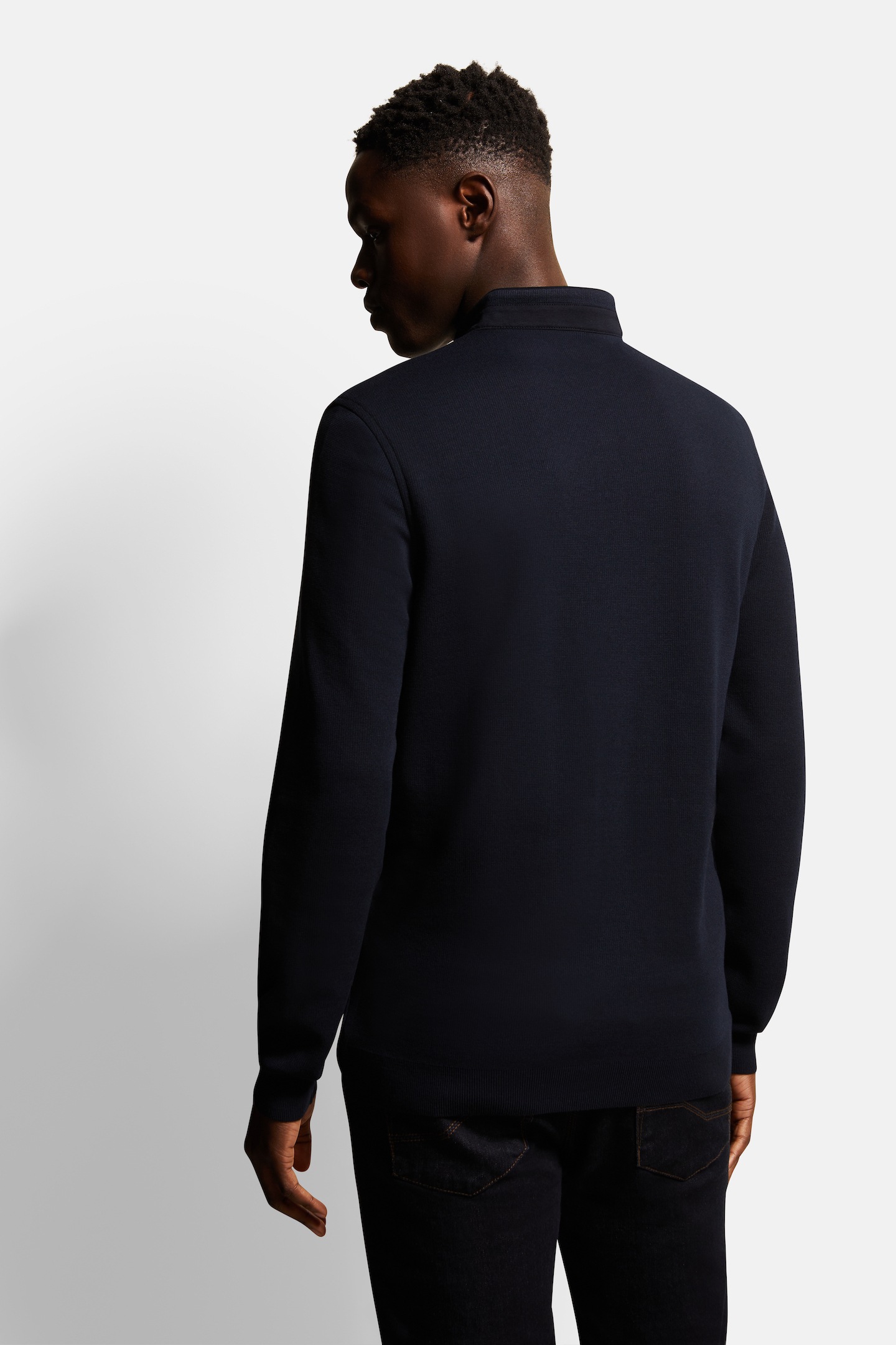 bugatti Langarm-Poloshirt, mit Stehkragen