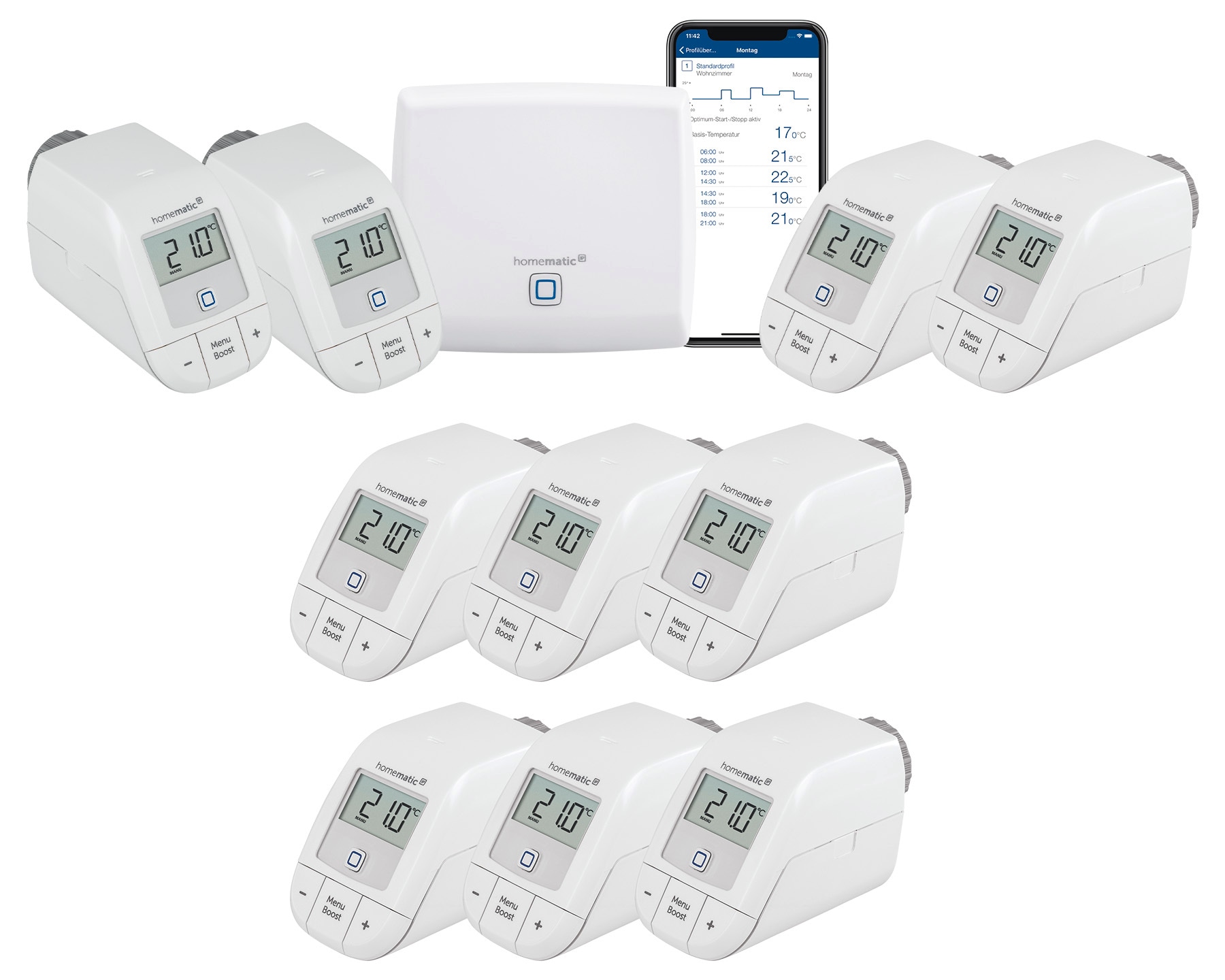 Heizkörperthermostat »Bundle Starter Set Heizen + 8x Heizkörperthermostat basic«,...