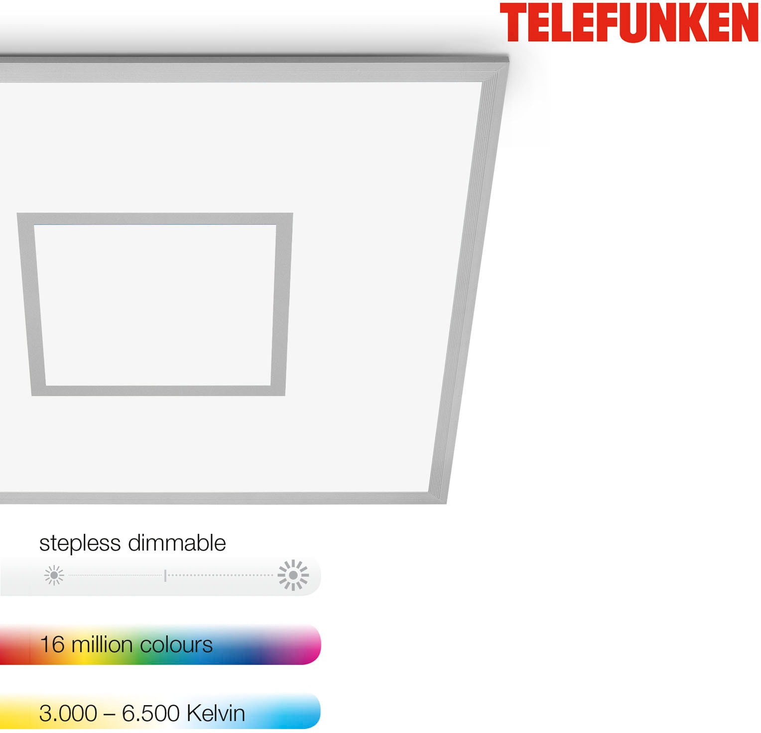 Telefunken LED Panel »319804TF MAGIC CENTO«, Leuchtmittel LED-Board | LED fest integriert, Deckenleuchte Panel CCT Steuerung Magic RGB Beleuchtung Centerlight