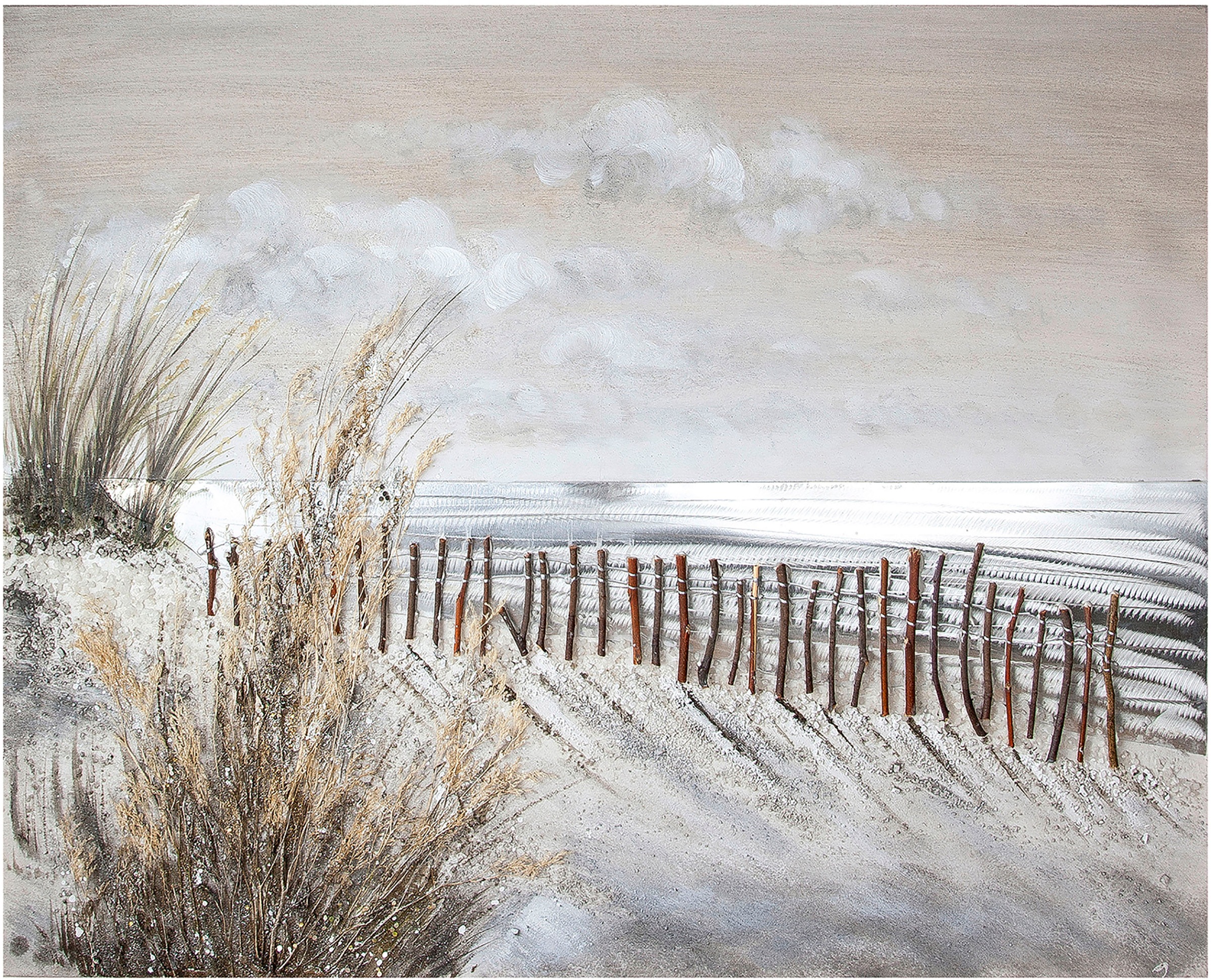 GILDE Leinwandbild »Gemälde Dünen-Zauber«, Landschaft-Strand, (1 St.), handbemalt, 100x80 cm, Motiv Strandlandschaft, maritim, dekorativ im Wohnzimmer & Schlafzimmer