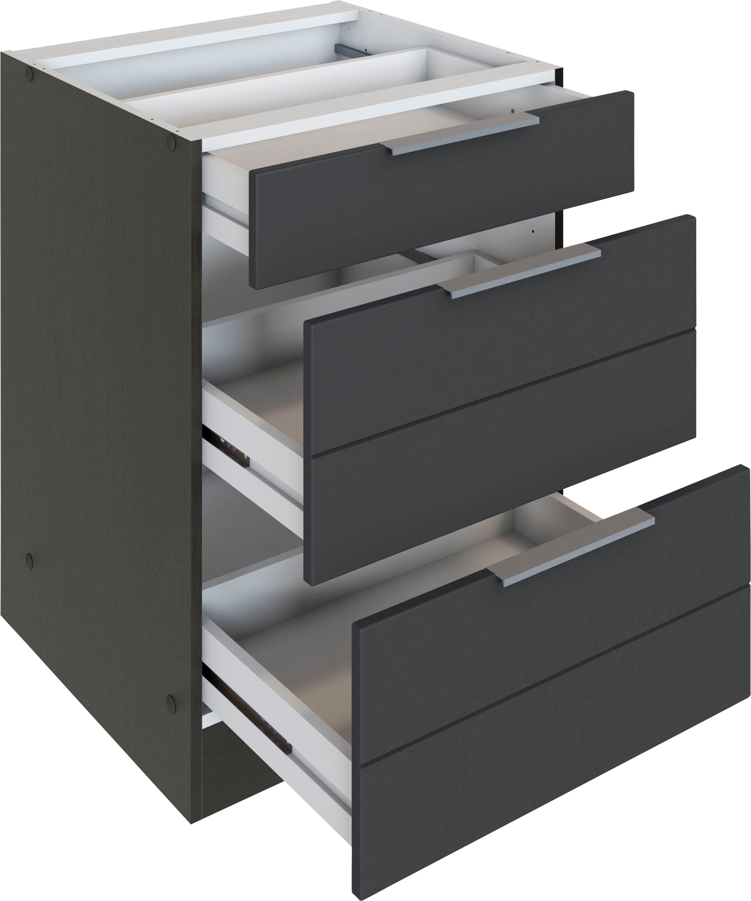 KOCHSTATION Auszugsunterschrank »KS-Luhe« 60 cm breit, hochwertige MDF-Fronten mit waagerechter Lisene