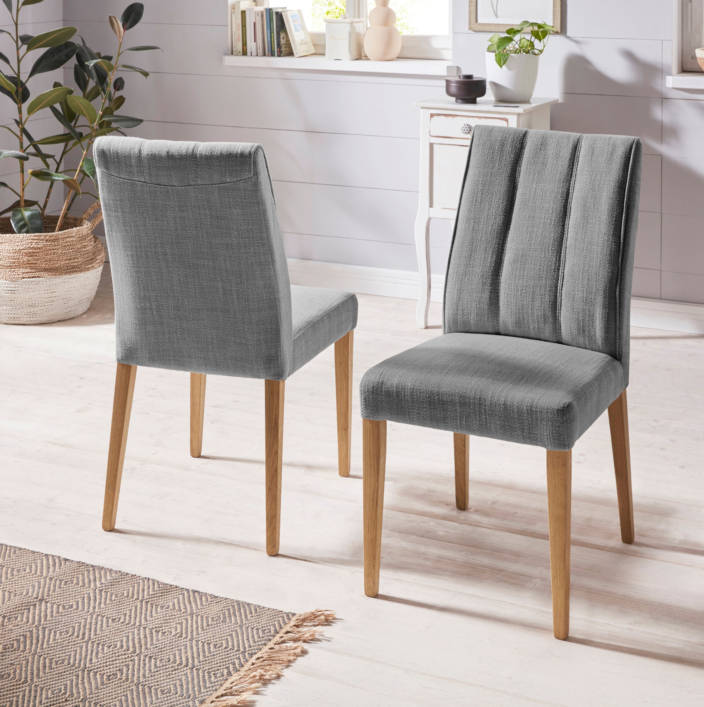 INOSIGN 4-Fußstuhl »Claudia«, (Set), 2 St., Struktur (100% Polyester), Rückenlehne mit Steppung
