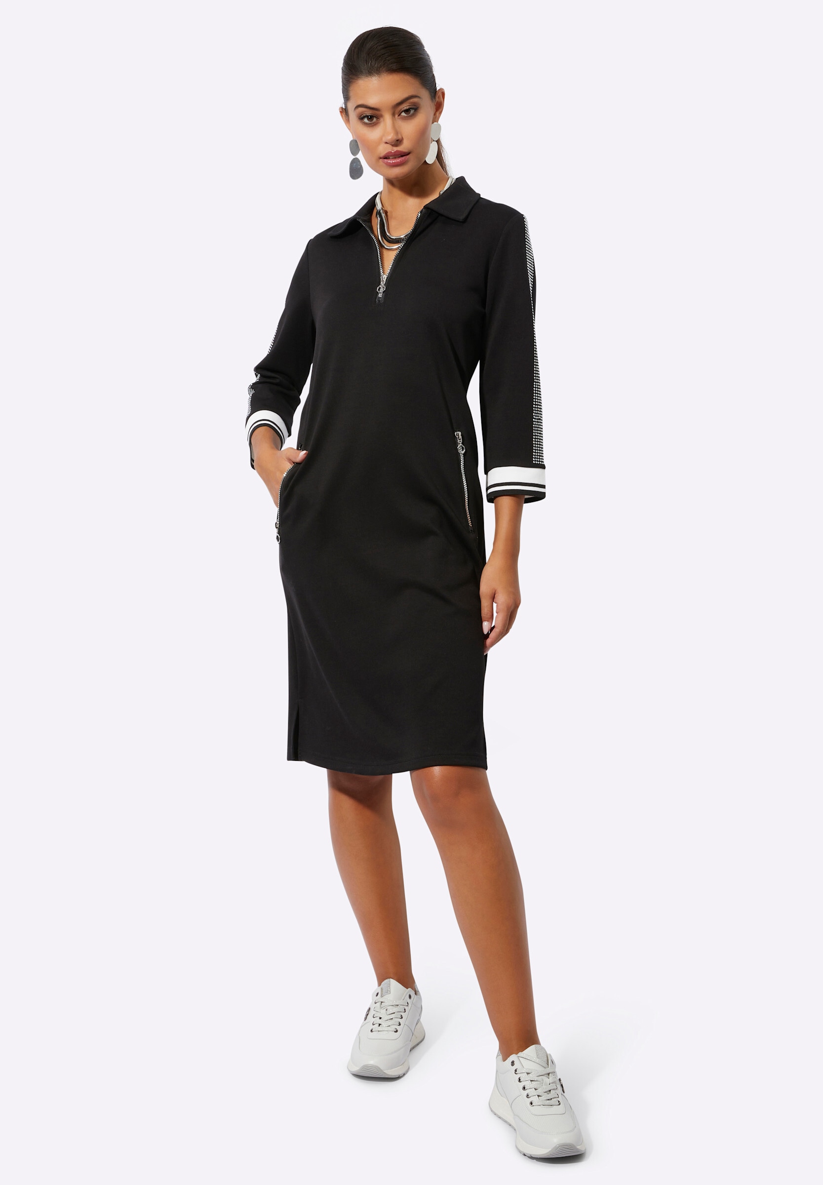 creation L Polokleid »Modal-Mix-Kleid Polokleid im hochwertigen Modal-Mix« Reißverschlusstasche
