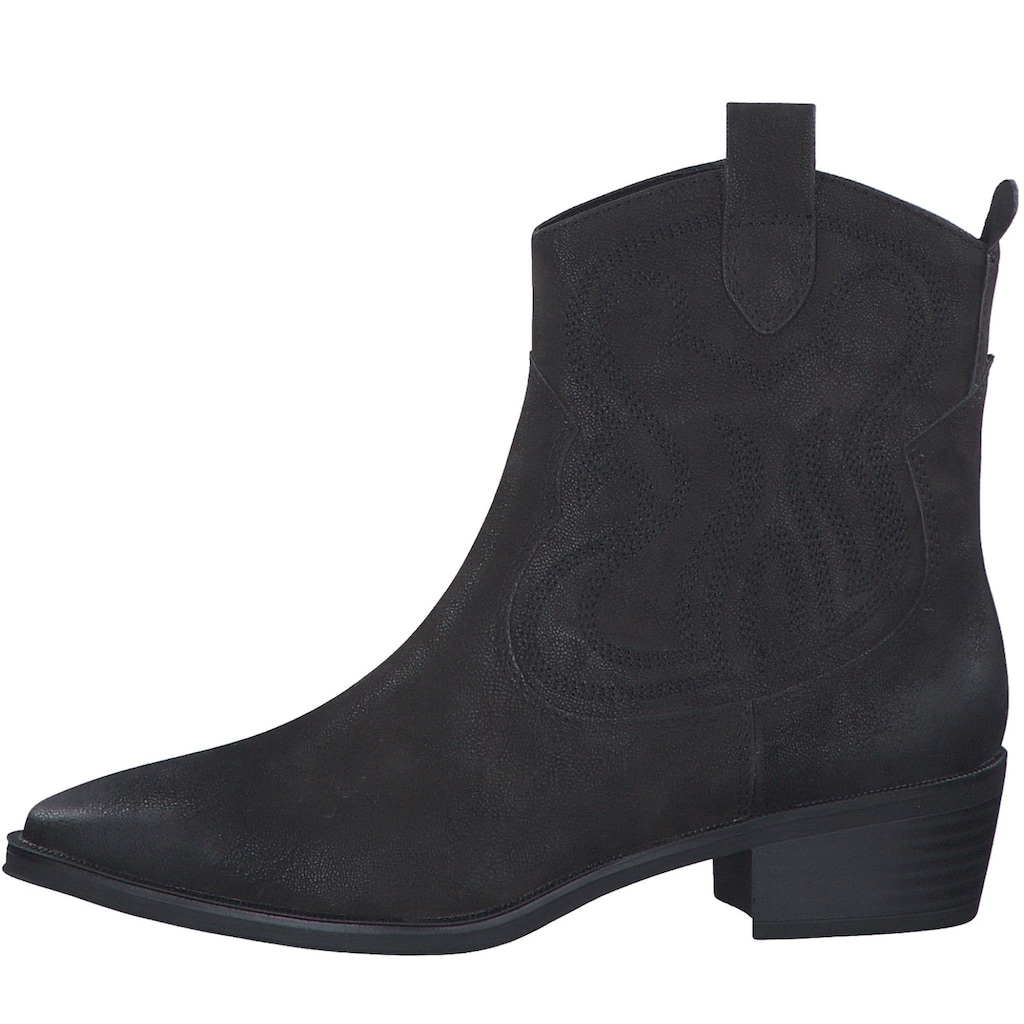 MARCO TOZZI Westernstiefelette, im dezenter Stickerei