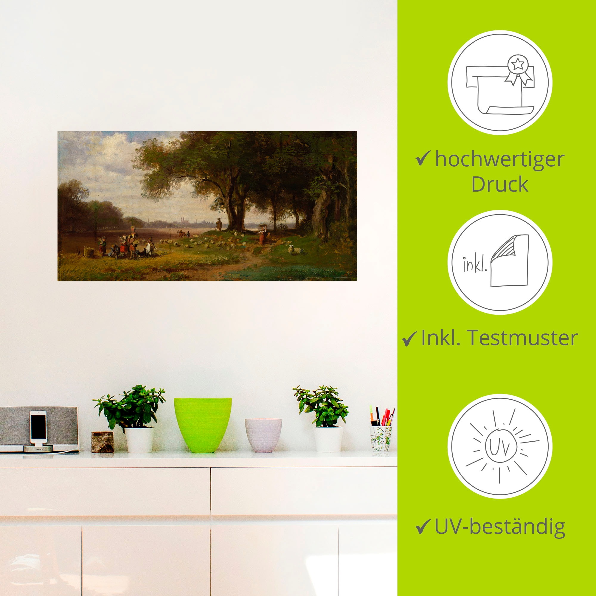 Artland Wandbild »Landschaft vor München mit Schäfer«, Europa, (1 St.), als Poster, Wandaufkleber in verschied. Größen