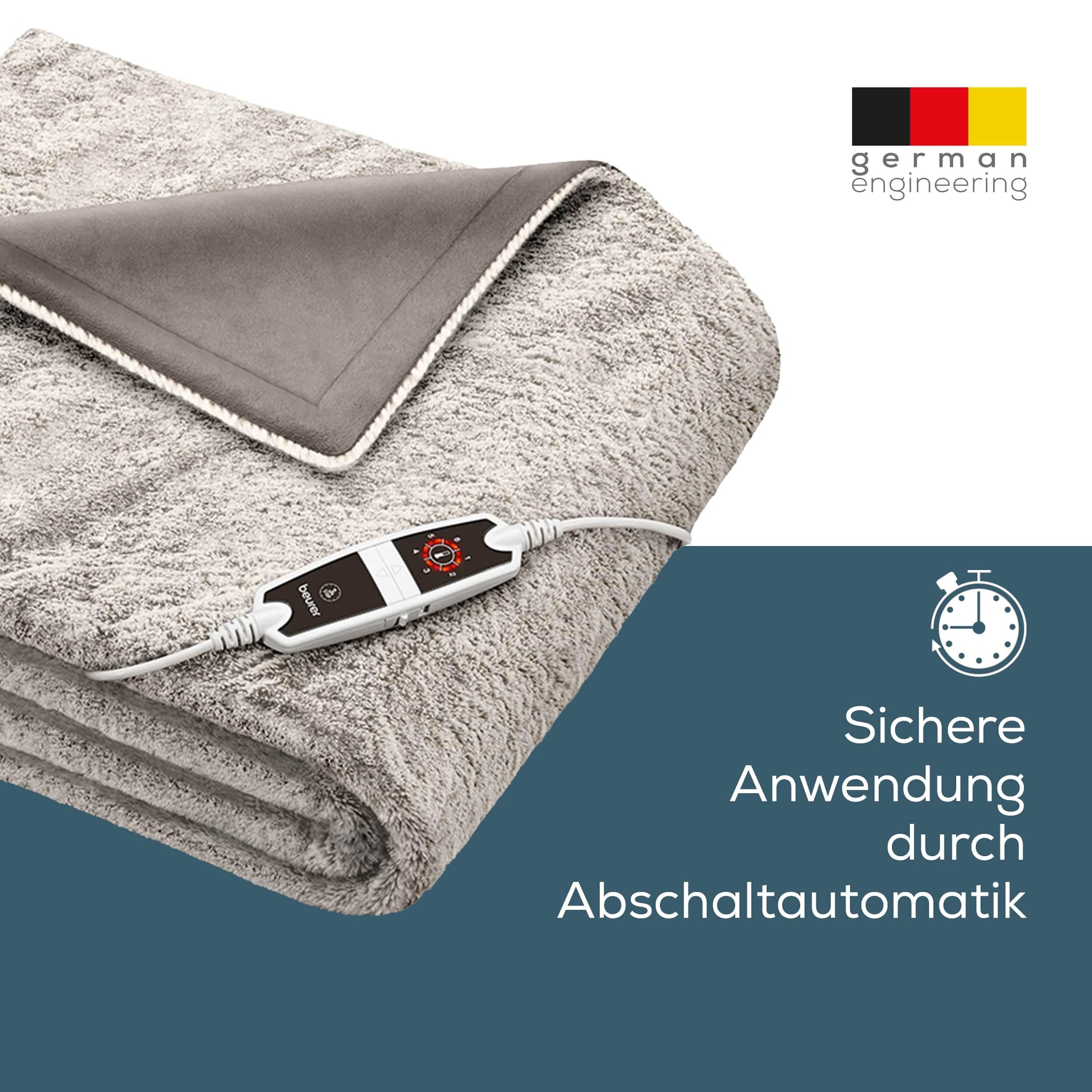 BEURER Heizdecke »Beurer HD 150 Heizdecke XXL taupe, elektrische Kuscheldecke«, 6 Temperaturstufen, kuscheliges Material, maschinenwaschbar