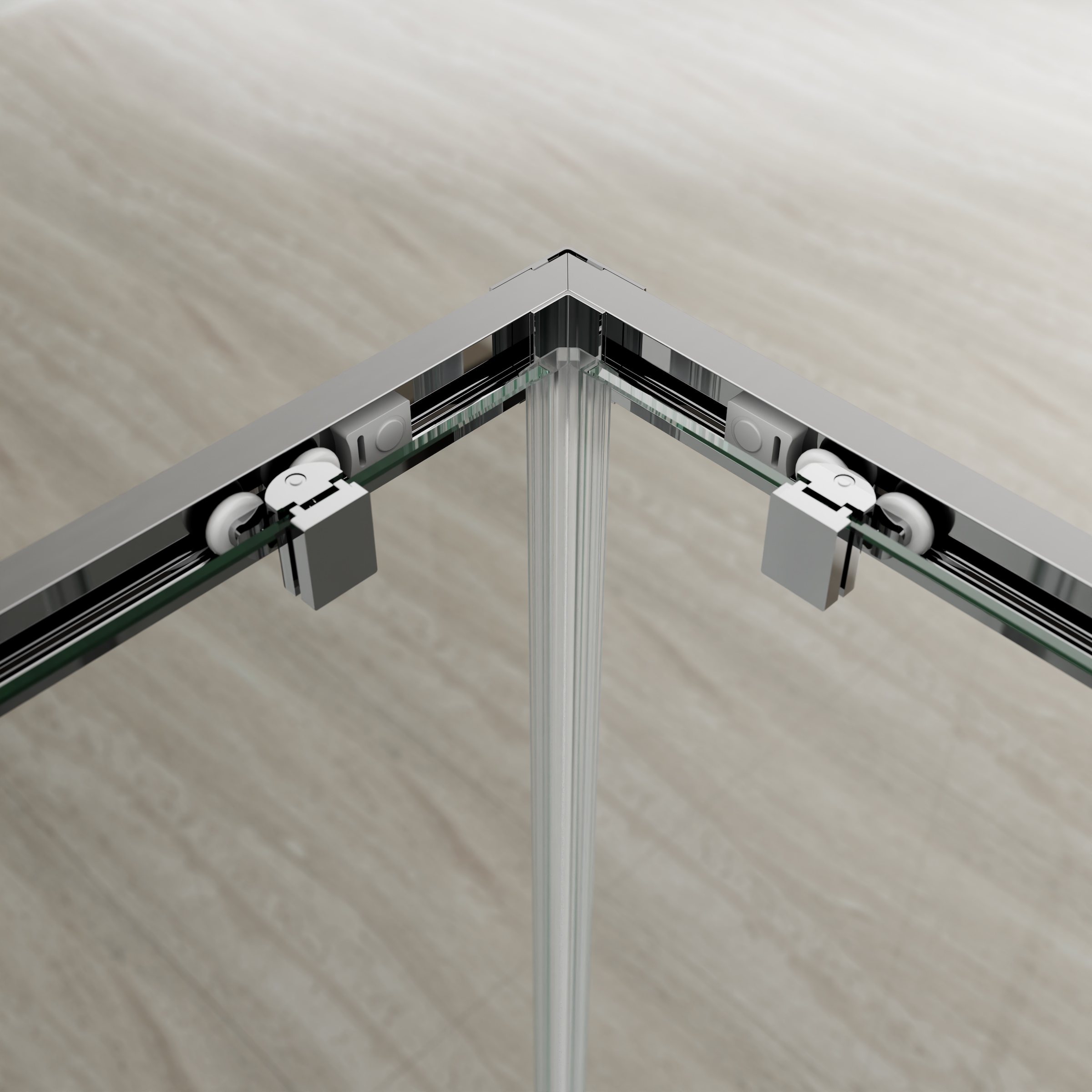 welltime Eckdusche »New Trento«, Extrahohe 195cm, verbessertes Rollensystem