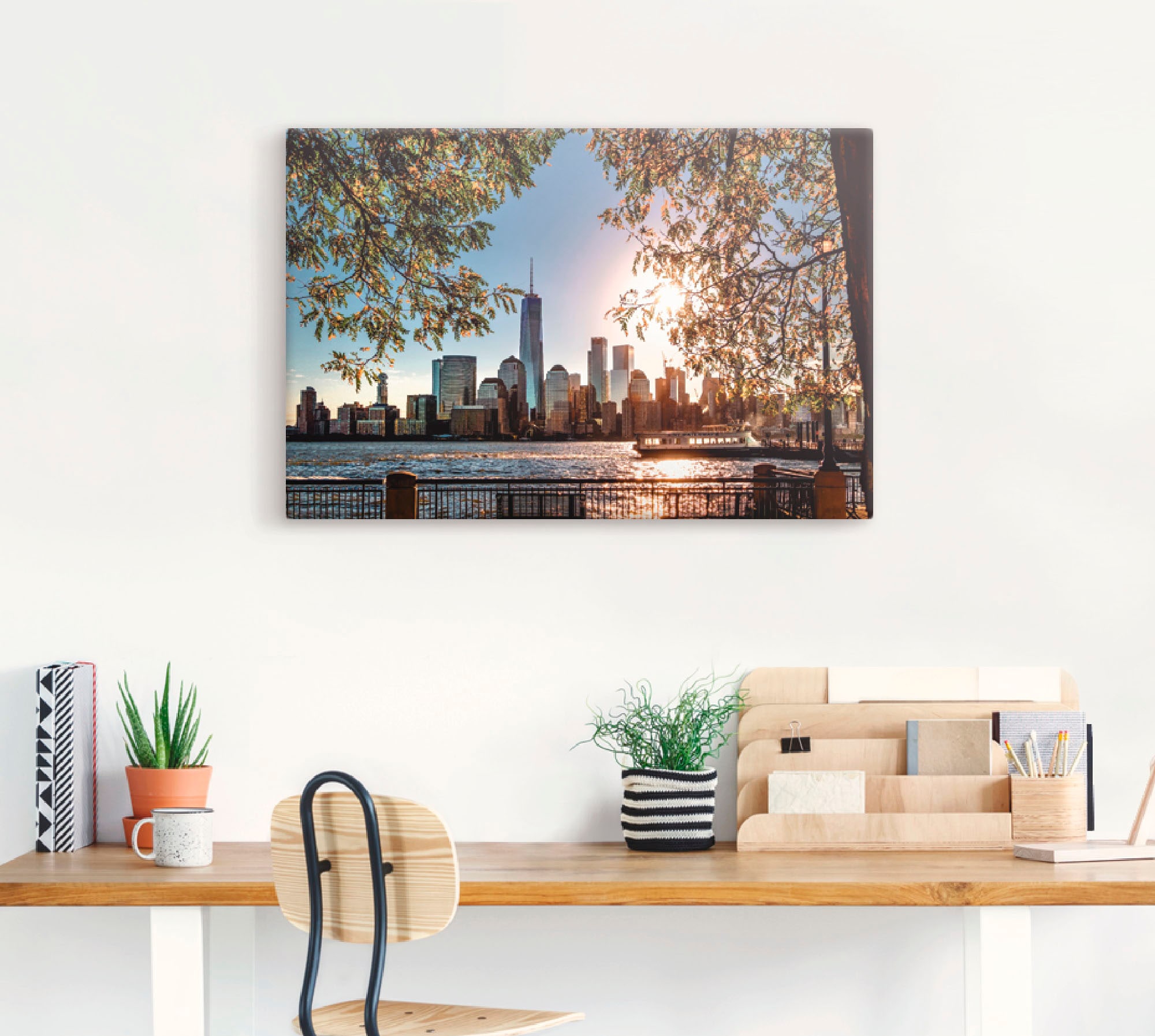 Artland Wandbild »Sonnenaufgang über New York«, Amerika, (1 St.), als Alubild, Outdoorbild, Leinwandbild, Poster, Wandaufkleber