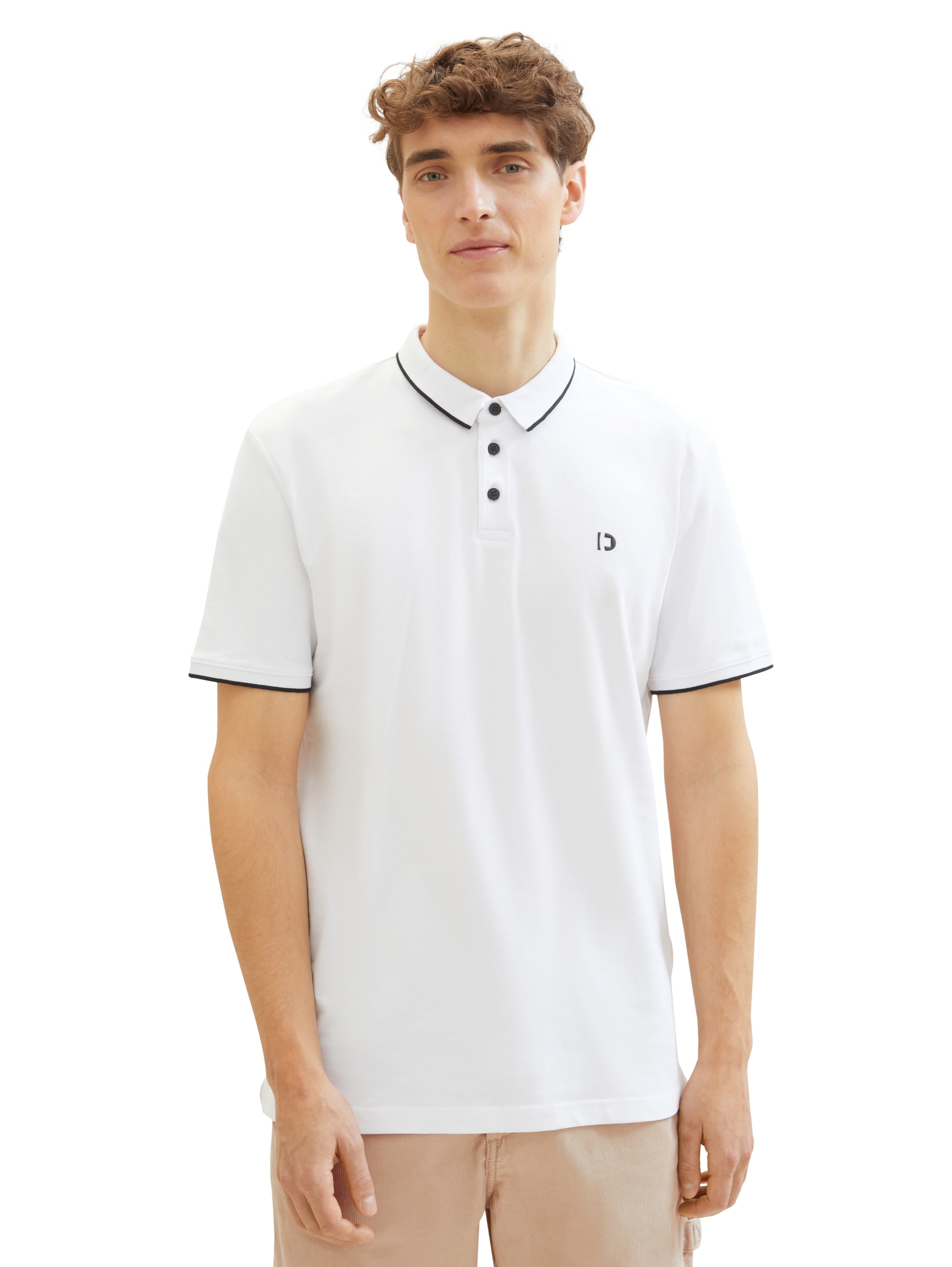 Poloshirt, mit Logoprint und aus Stretch