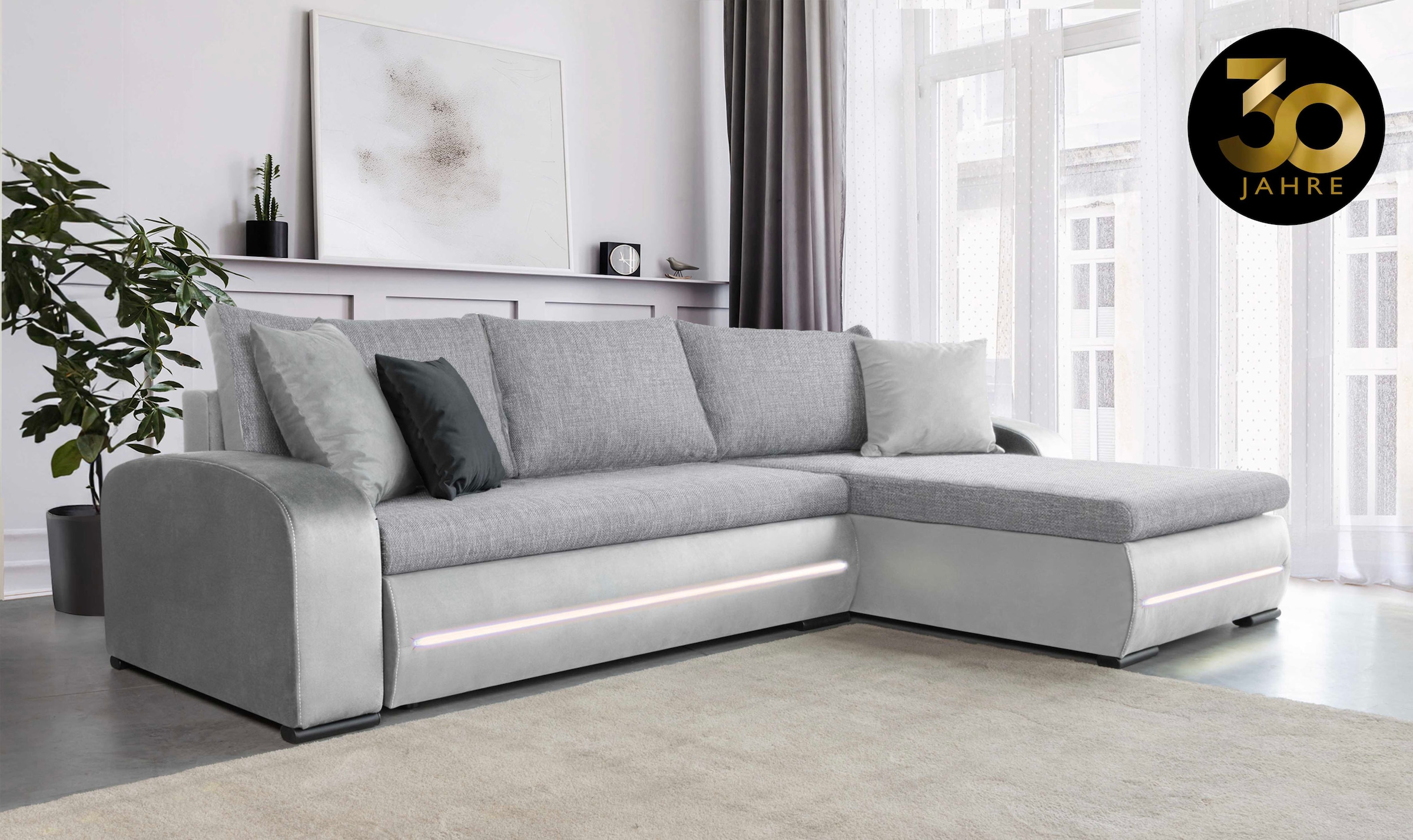 COLLECTION AB Ecksofa »30 Jahre Jubiläums-Modell Wind L-Form«, inkl. Schlaffunktion und Bettkasten, frei im Raum stellbar