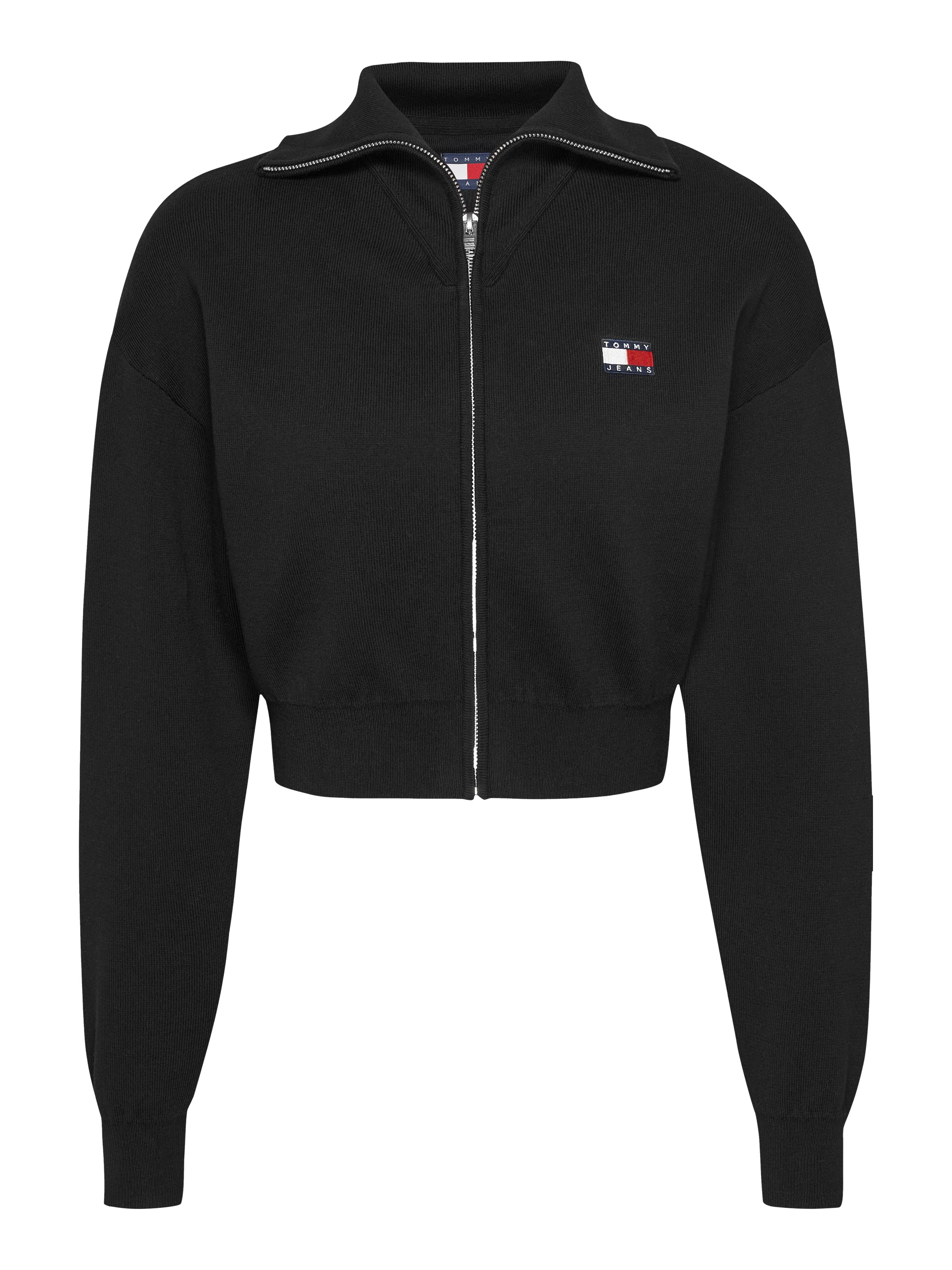 Tommy Jeans Strickjacke »TJW CRP BADGE ZIP THRU CARDIGAN«, in Cropped Form