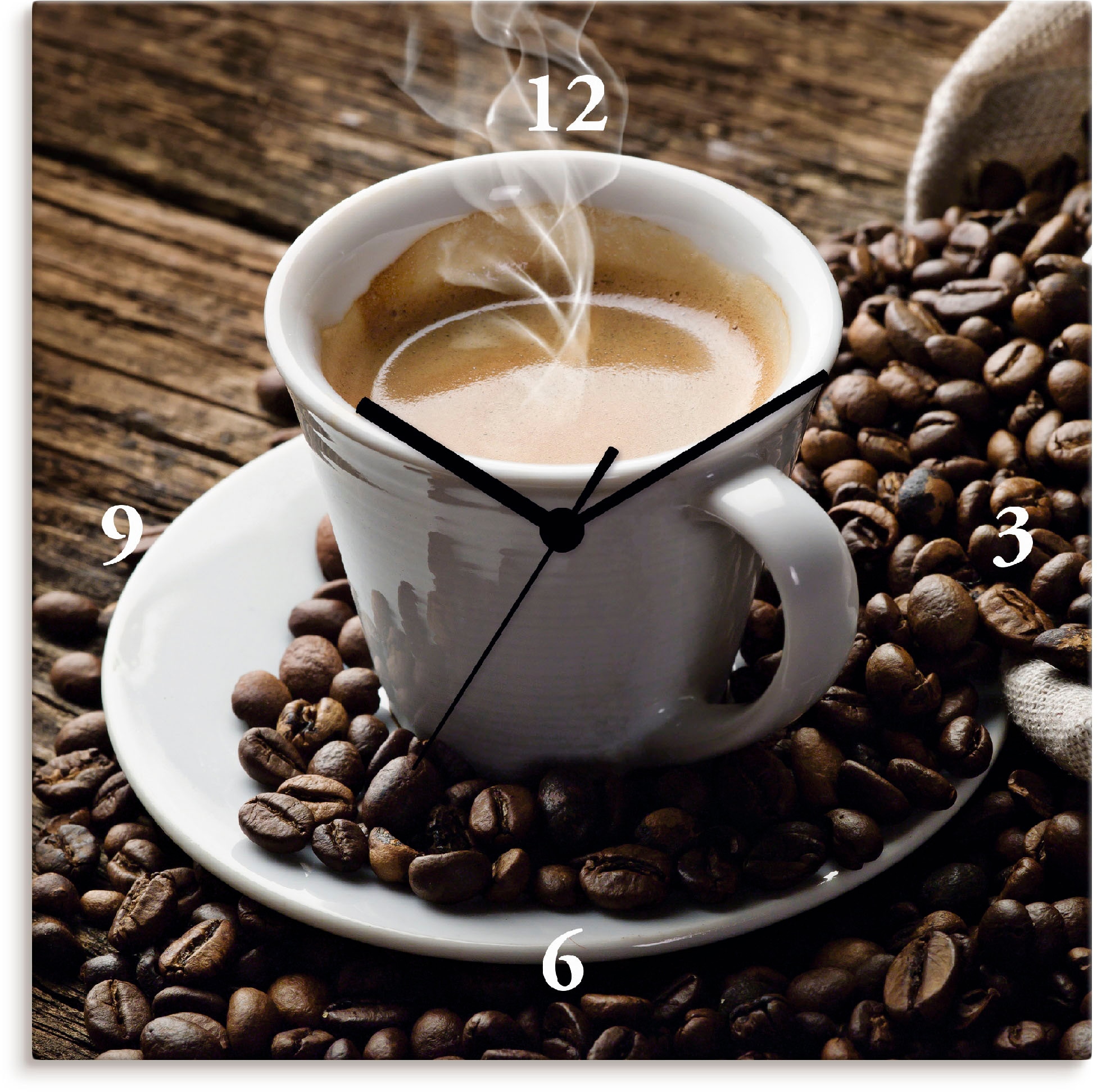 Wanduhr »Heißer Kaffee - dampfender Kaffee«, wahlweise mit Quarz- oder Funkuhrwerk,...
