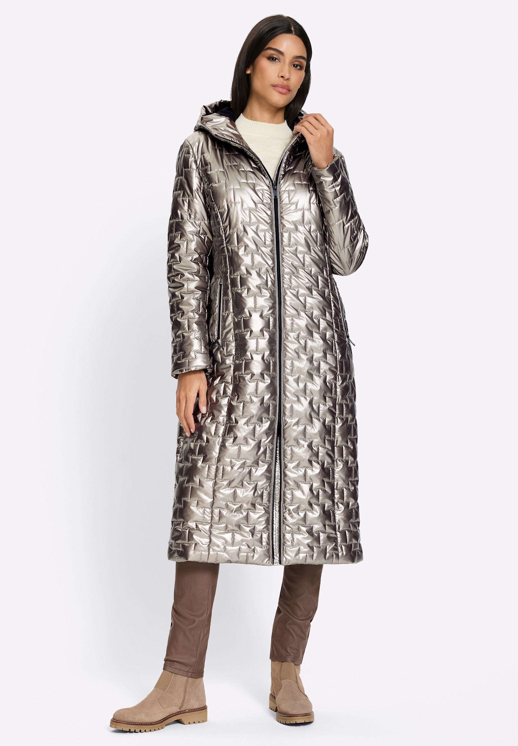 heine Steppjacke »Steppmantel Steppmantel in Glanz-Optik« mit Kapuze