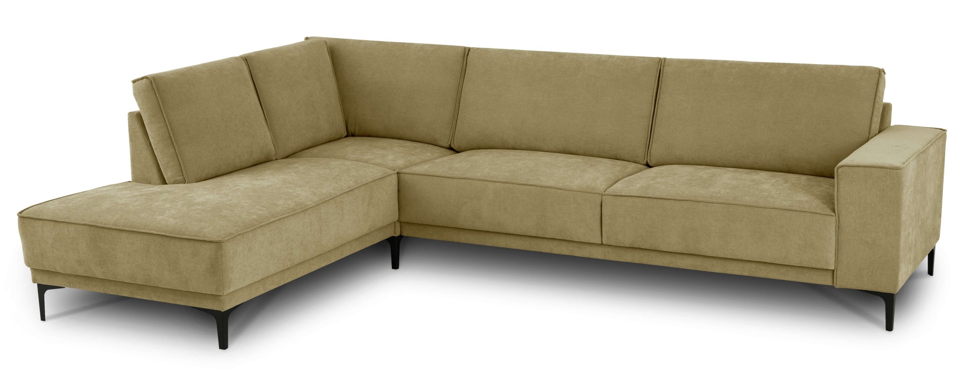 Places of Style Ecksofa »Polsterecke Oland, Struktur, Flachgewebe, Luxus-Microfaser, Boucle«, L-Form, 289 cm, Wellenunterfederung, Skandi-Design, Metallfüße