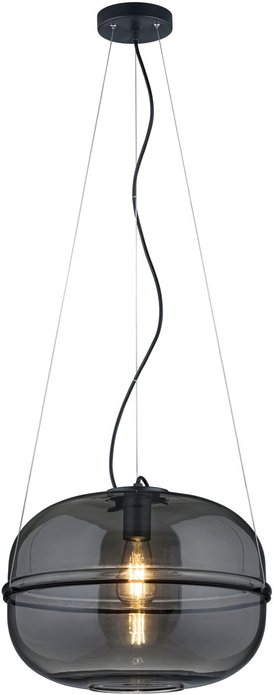 TRIO Leuchten Pendelleuchte »Lorena«, 1 flammig, Leuchtmittel E27 | ohne Leuchtmittel, Hängelampe mit Glasschirm Chrom, höhenverstellbar, exkl 1xE27 (max40W)