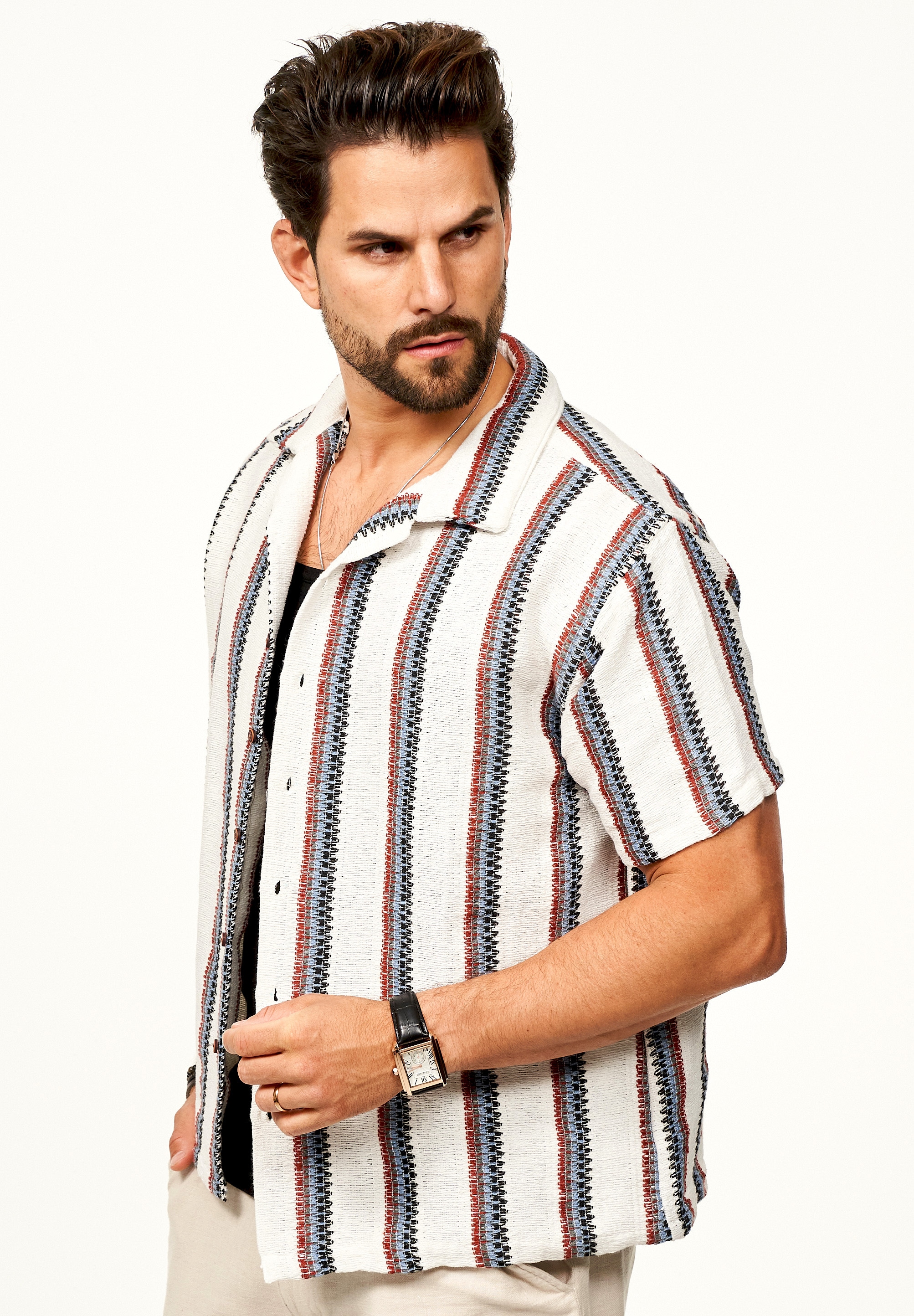 SOULSTAR Kurzarmhemd »Freizeithemd als Kurzam Strick Hemd im Retro-Look - Strick Polo-Hemd Overshirt im Regular-Fit für Herren« Herren Strick Polo-Hemd Overshirt im Regular-Fit T-Shirt