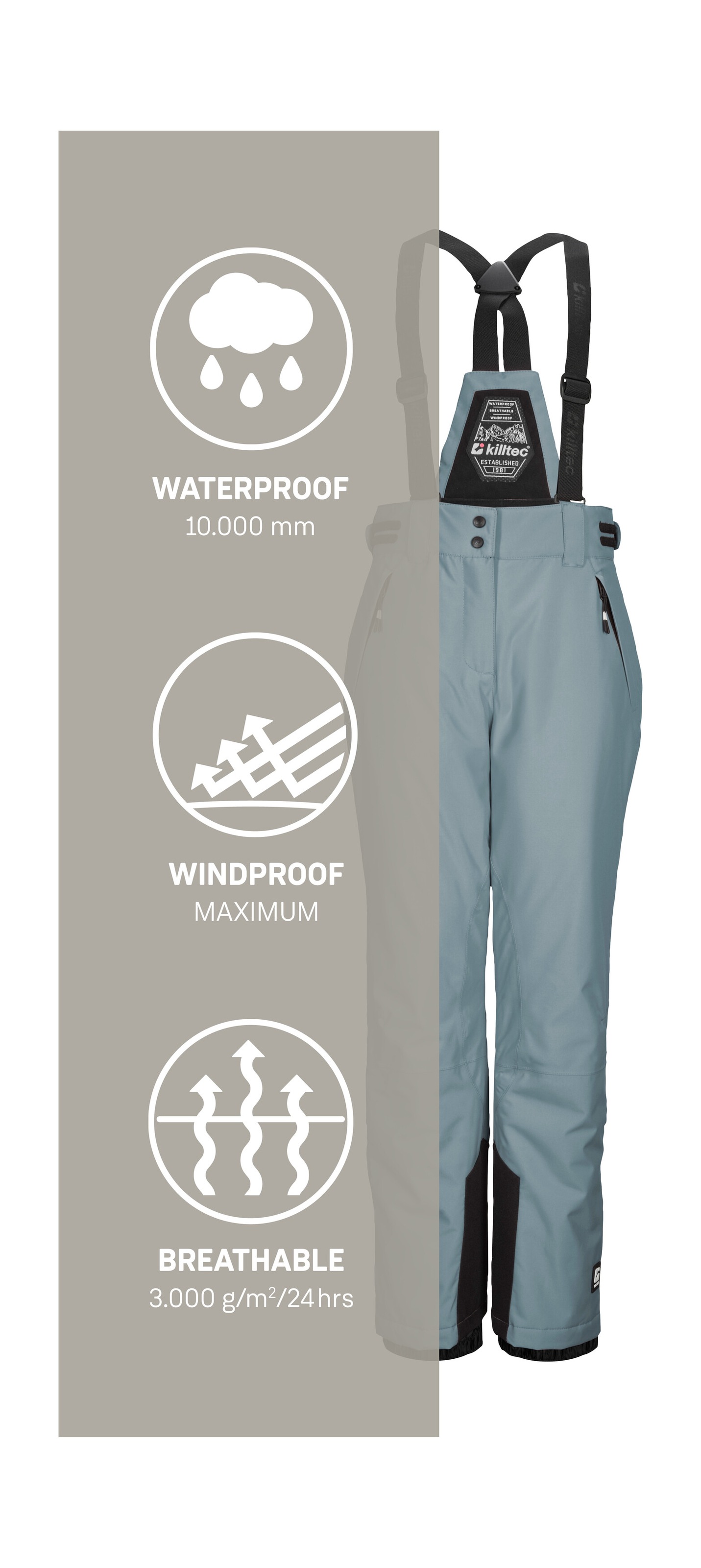 Killtec Skihose »KSW 213 GRLS SKI PNTS«, Wasserdichte, atmungsaktive Skihose mit verstellbarer Taille