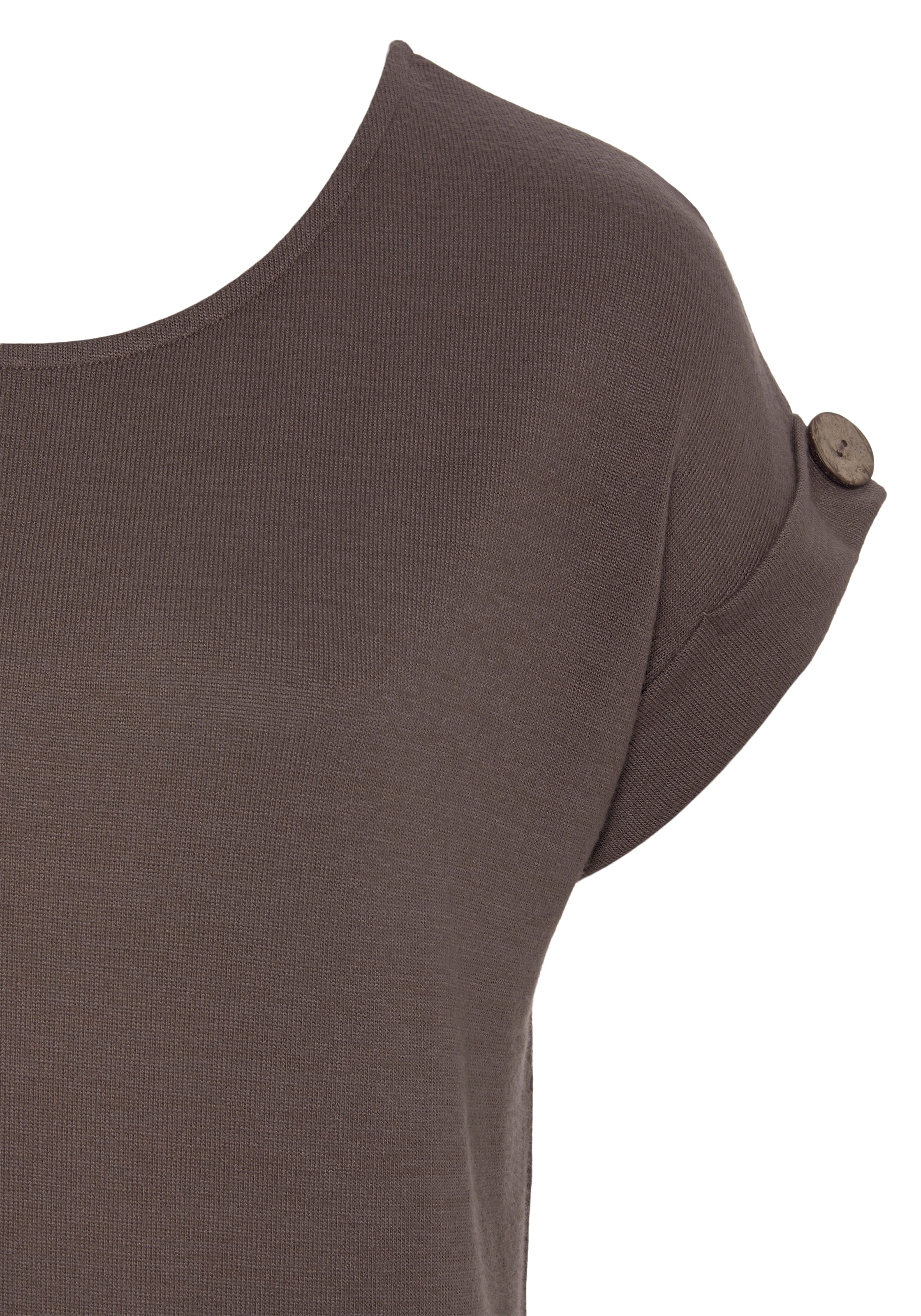 LASCANA Kurzarmshirt »mit Knopfdetail am Ärmelabschluss«, aus weichem Viskose-Feinstrick
