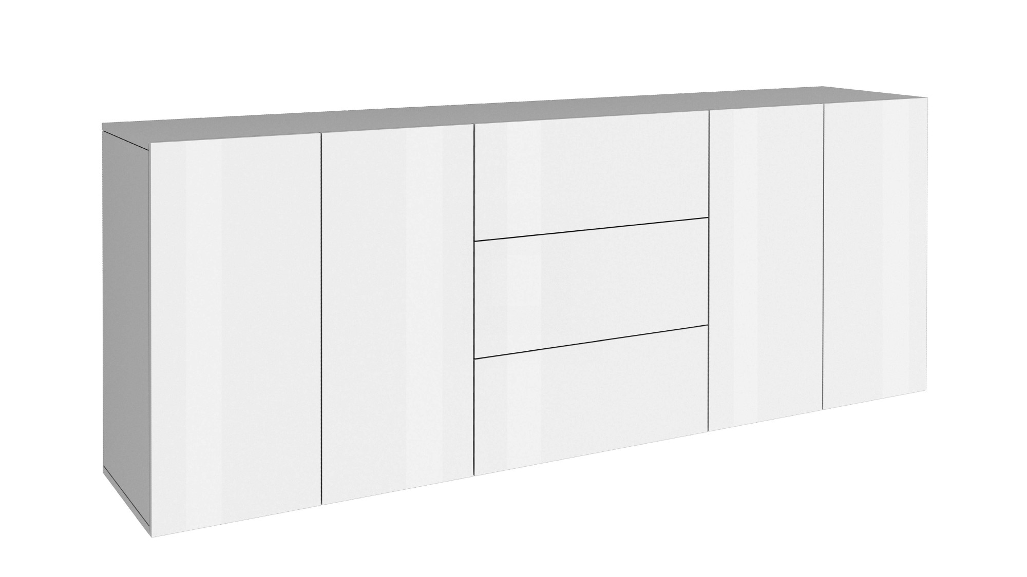 INOSIGN Sideboard »Egypt, Kommode, Schrank, Kredenz, grifflos«, 4 Türen, 3 Schubkästen mit Push-To-Open Funktion, Hochglanz Breite 200