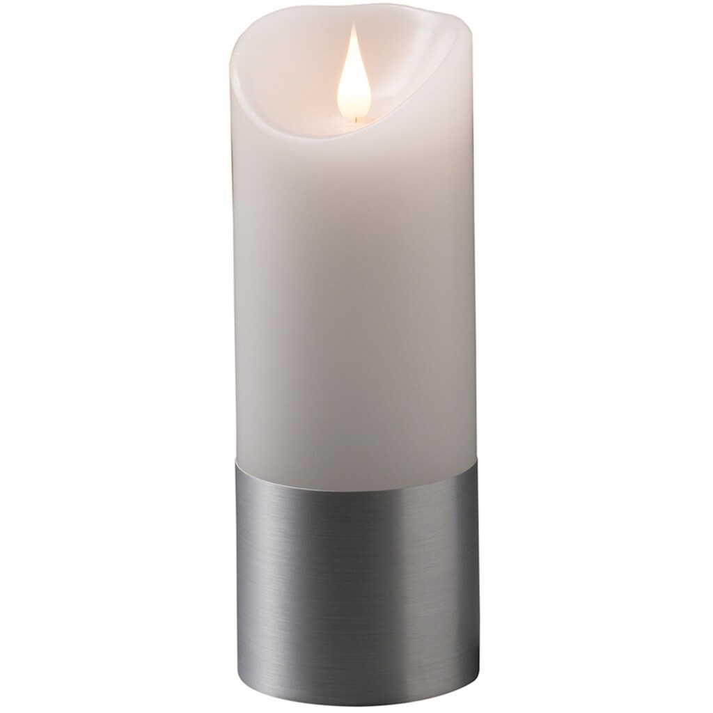 KONSTSMIDE LED-Kerze, (1 tlg.), LED Echtwachskerze, weiß, mit silberfarbener Banderole
