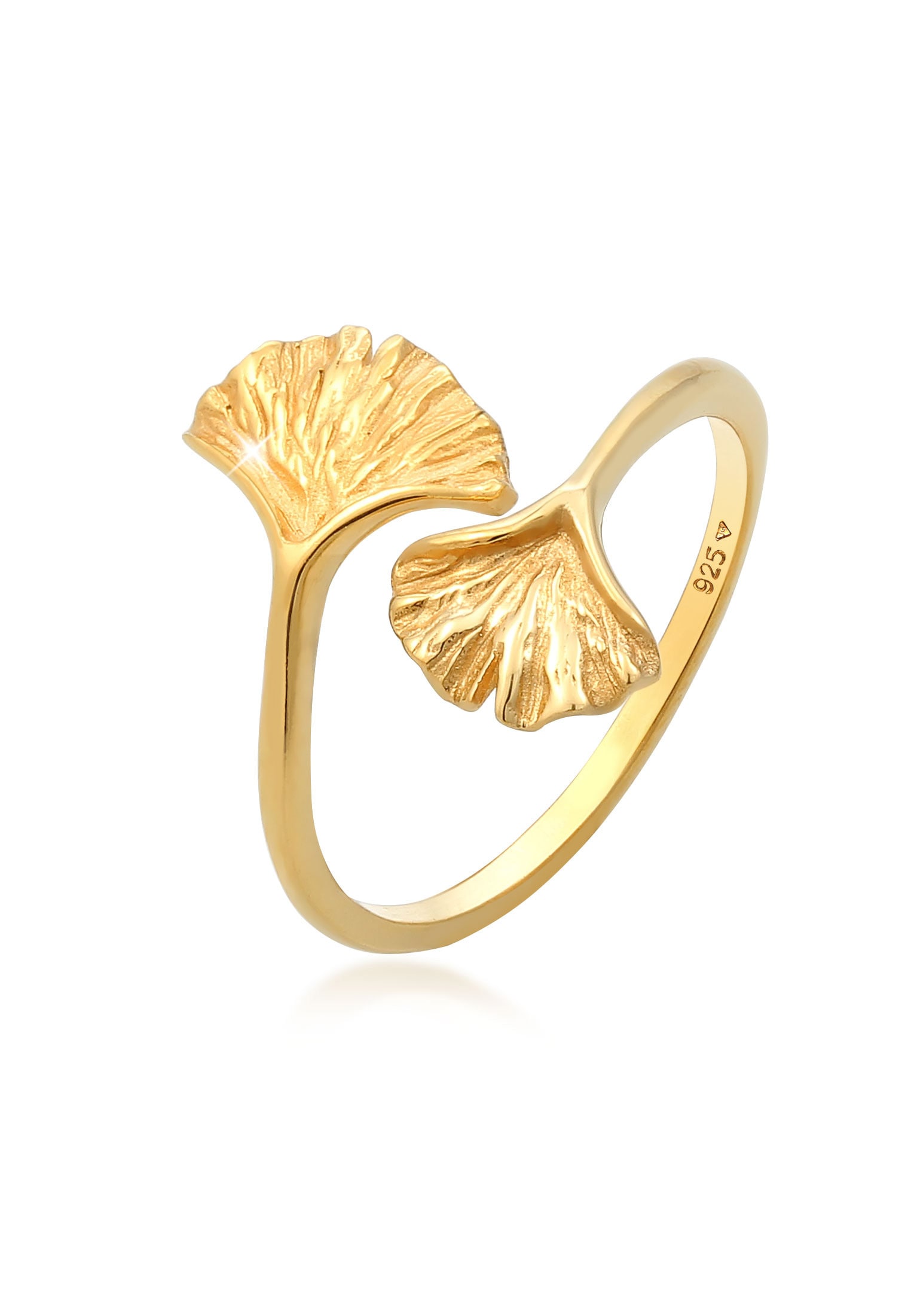 Elli Silberring »Ring Verstellbar offen Ginkgo Blatt Natur 925 Silber«