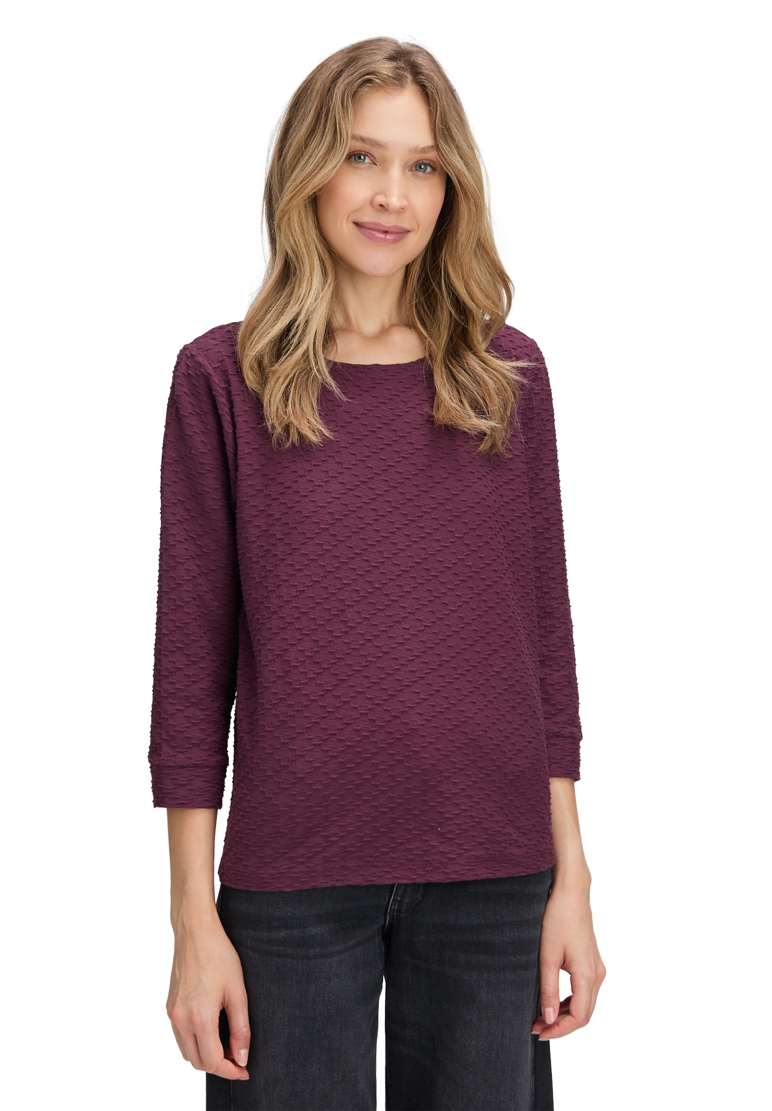 Betty&Co Langarmshirt »Strukturshirt mit Rundhalsausschnitt«