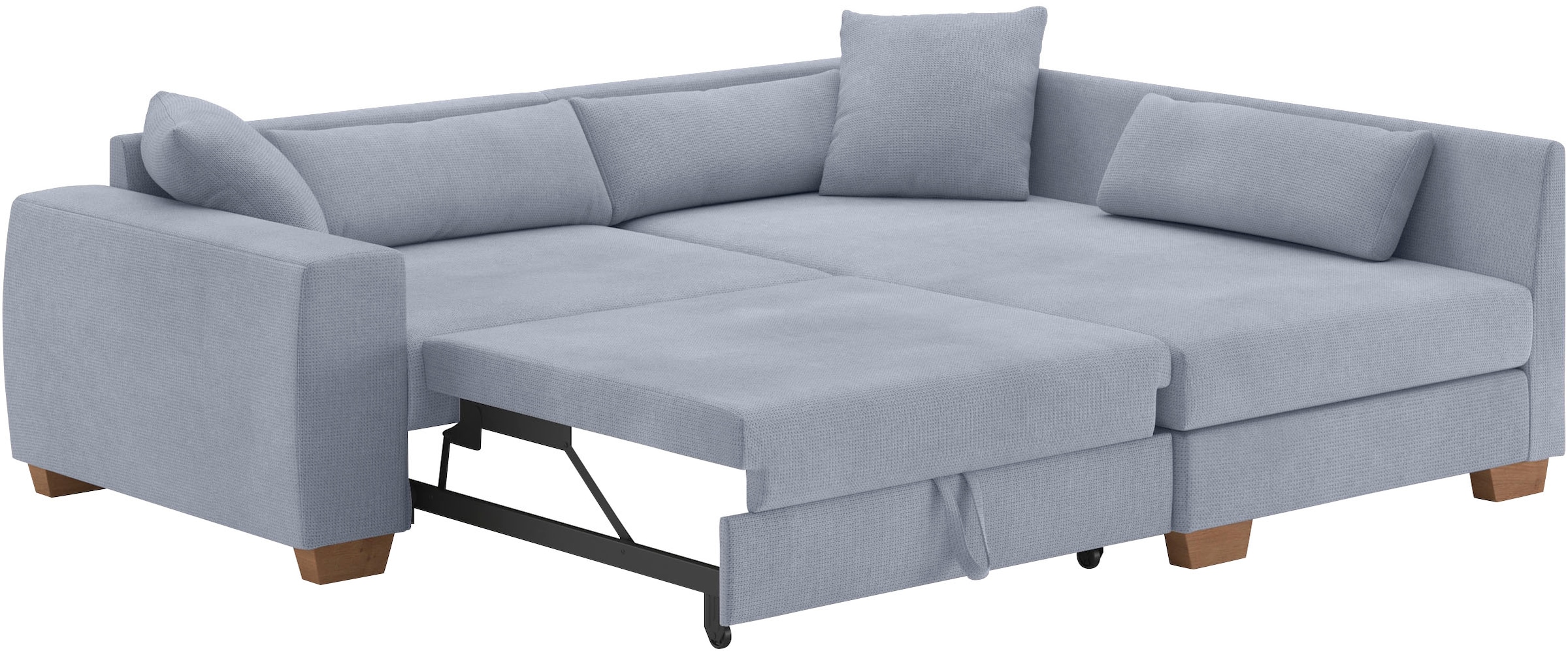Mr. Couch Ecksofa »Helena L-Form, bis 140 kg belastbar«, mit Taschenfederkern, wahlweise mit Bettfunktion