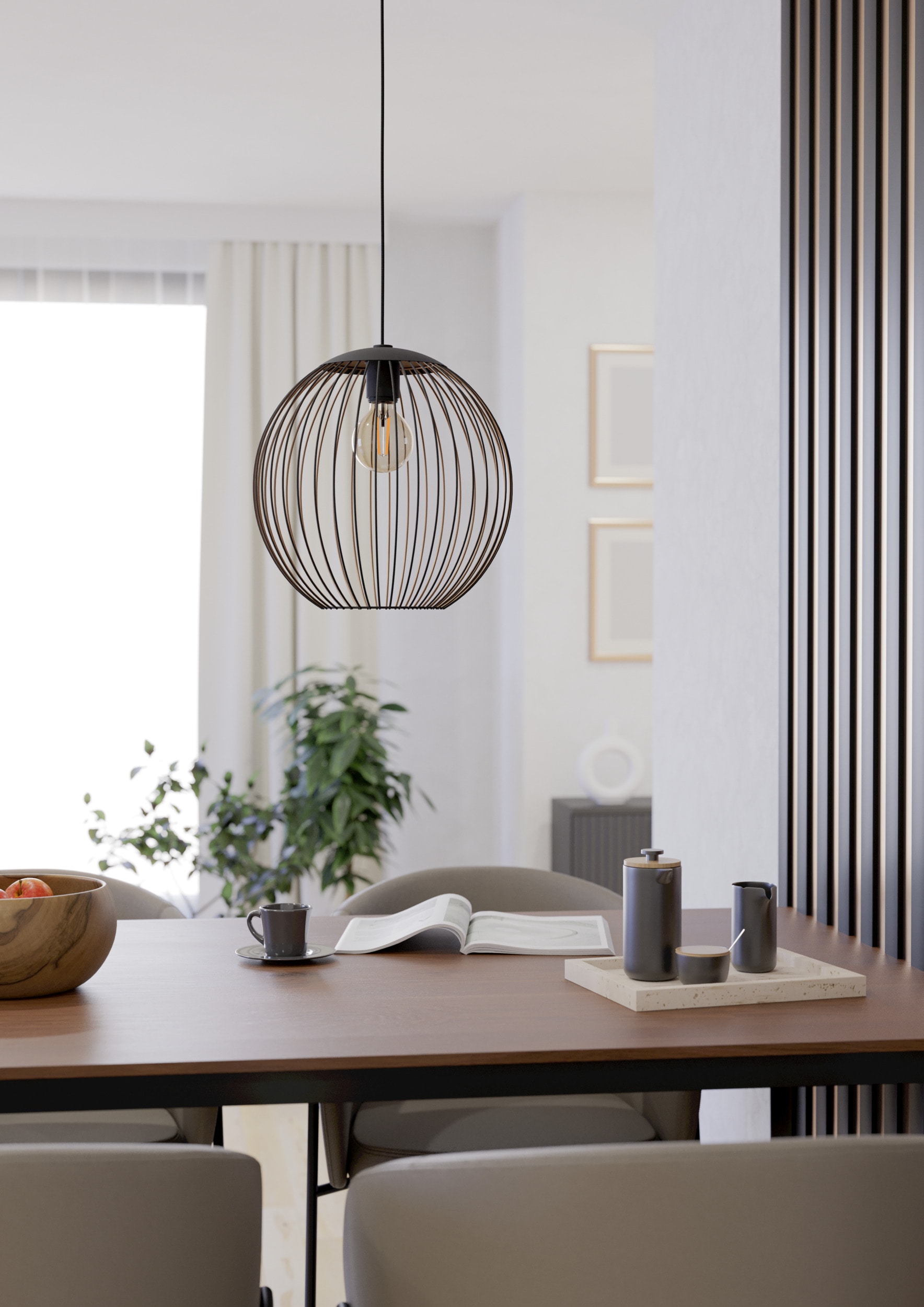 EGLO Hängeleuchte »ALMANZORA Pendellampe - Stahl - E27 - 1X60W - IP20« E27 1 Stk. Hängelampe, Deckenlampe, Wohnzimmer, Esszimmer, H110 x Ø32 cm